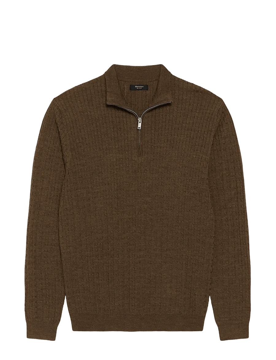 Matinique - MAmason SZ cabel - pullover mit halbem reißverschluss - sepia melange - 1