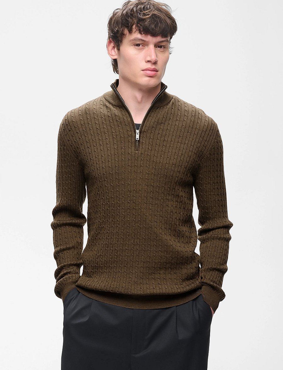 Matinique - MAmason SZ cabel - half zip-tröjor - sepia melange - 0