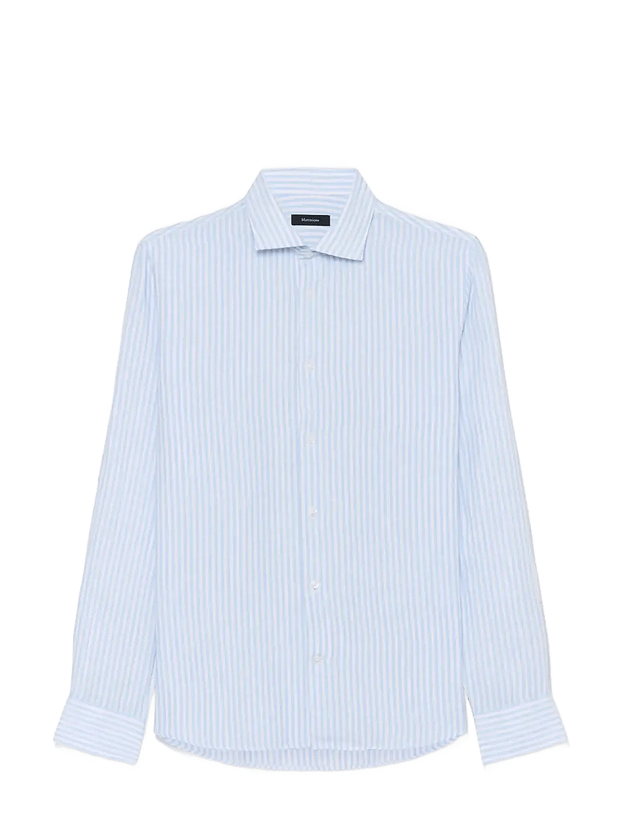 Matinique - MAmarc short - stribede skjorter - chambray blue - 1