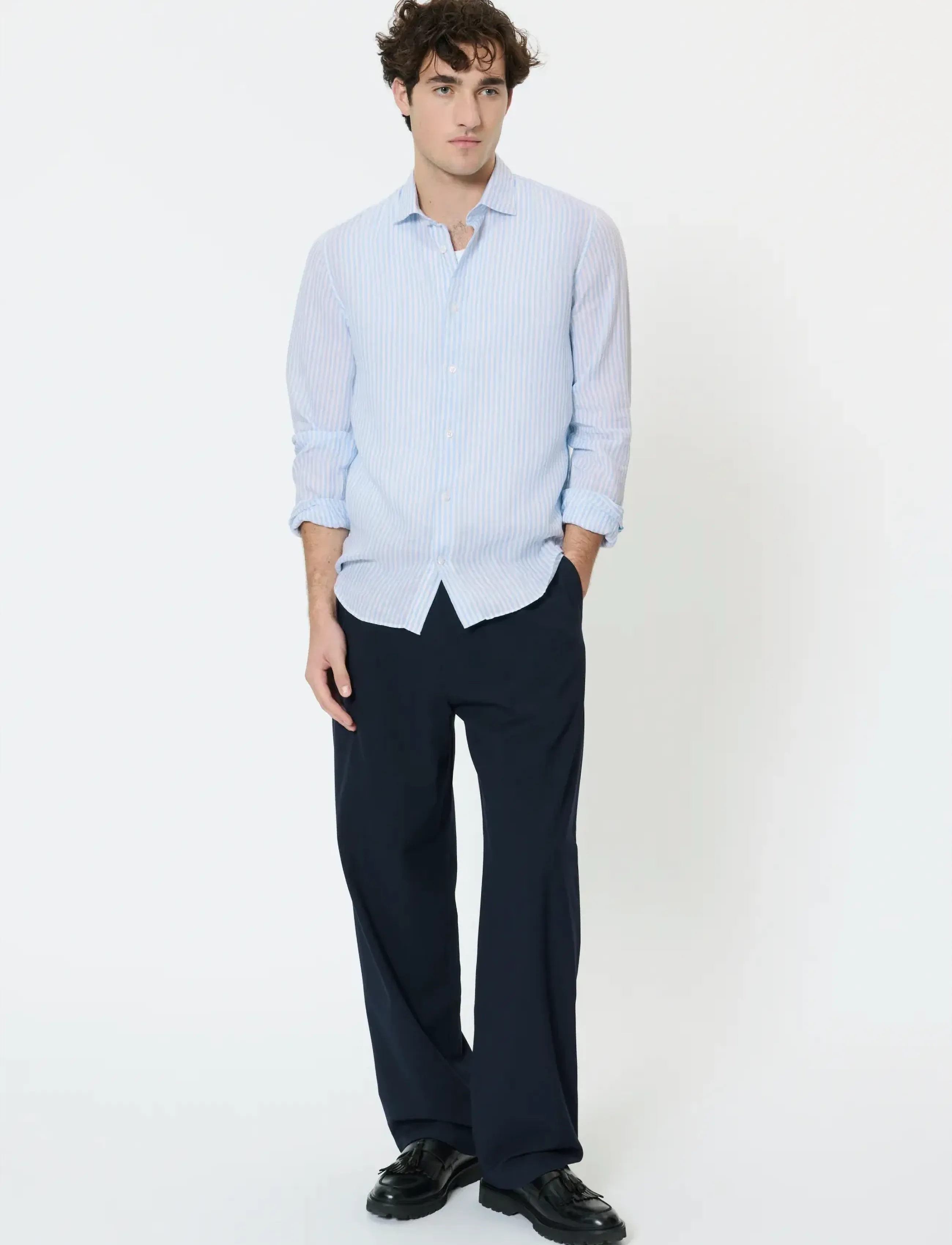 Matinique - MAmarc short - gestreifte hemden - chambray blue - 2