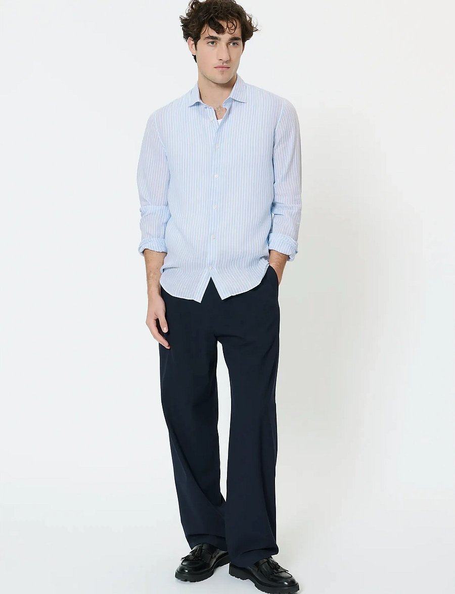 Matinique - MAmarc short - stribede skjorter - chambray blue - 2