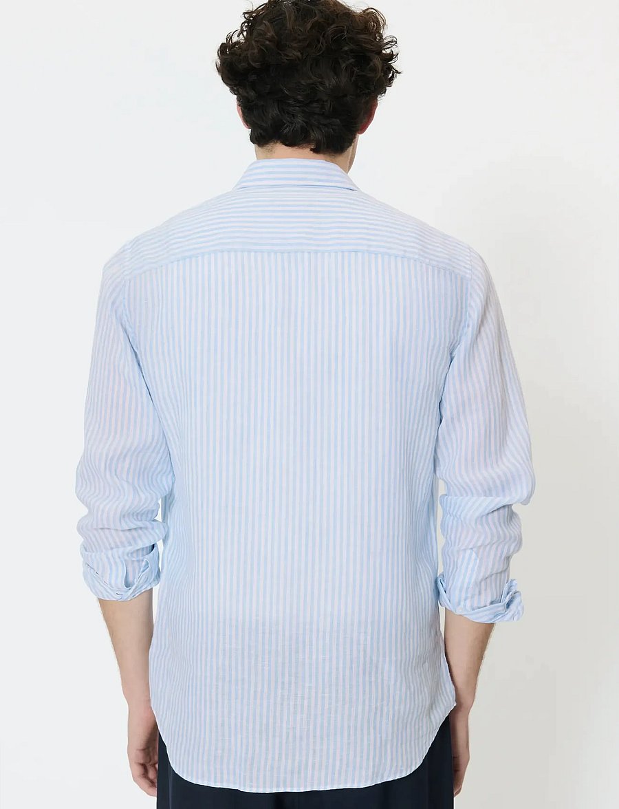 Matinique - MAmarc short - stribede skjorter - chambray blue - 3