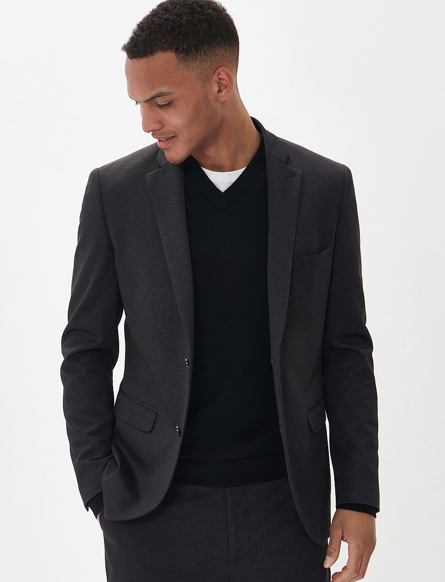 Matinique - MAgeorge Jersey - enkeltradede blazere - dark grey melange - 0