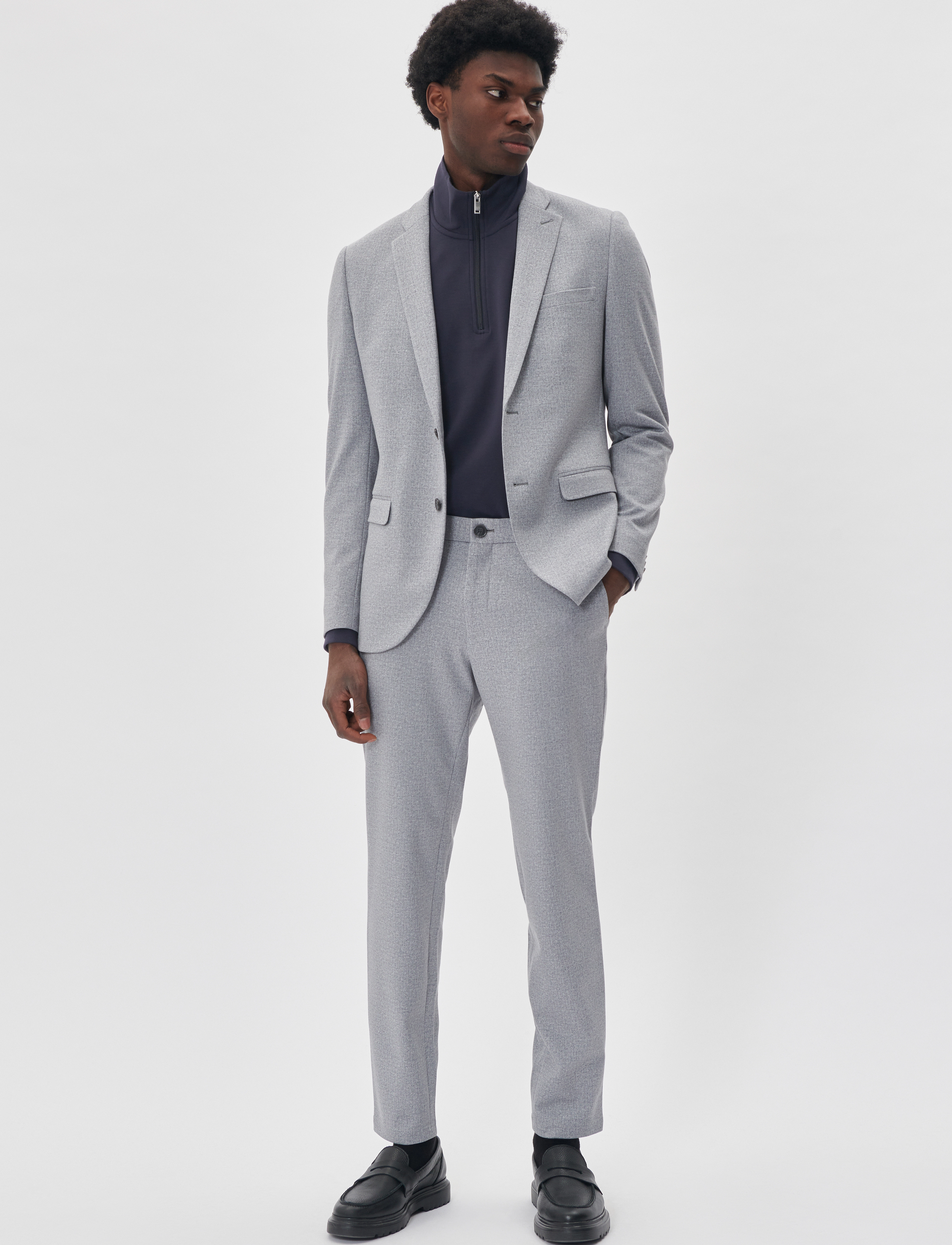 Matinique - MAgeorge Jersey - Ühe rinnatisega pintsakud - medium grey melange - 3