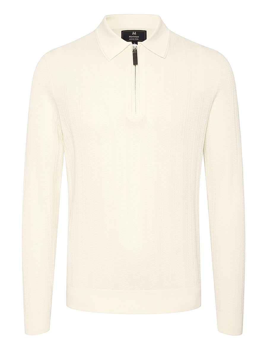Matinique - MAklint Z Heritage - langärmelige gestrickte polohemden - off white - 1