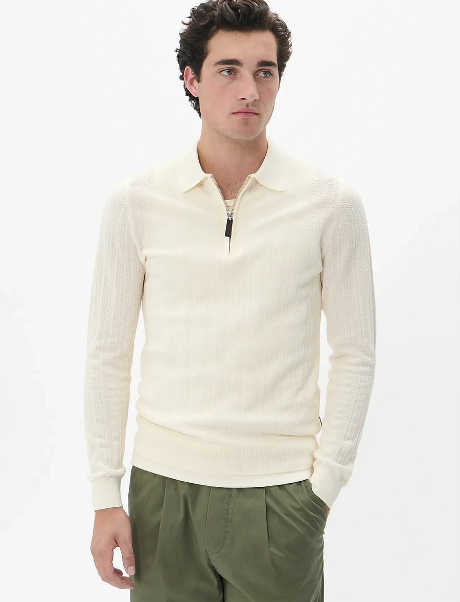 Matinique - MAklint Z Heritage - langärmelige gestrickte polohemden - off white - 0