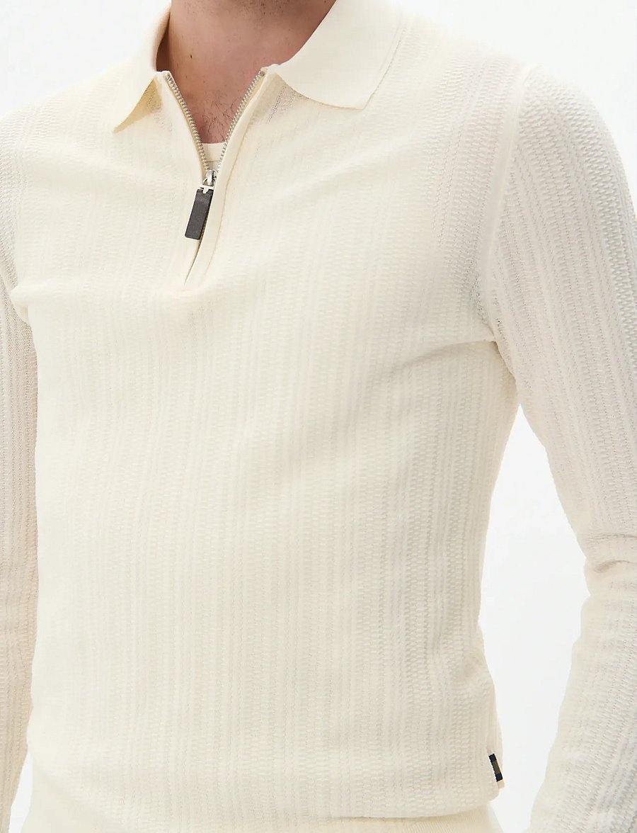 Matinique - MAklint Z Heritage - langärmelige gestrickte polohemden - off white - 5