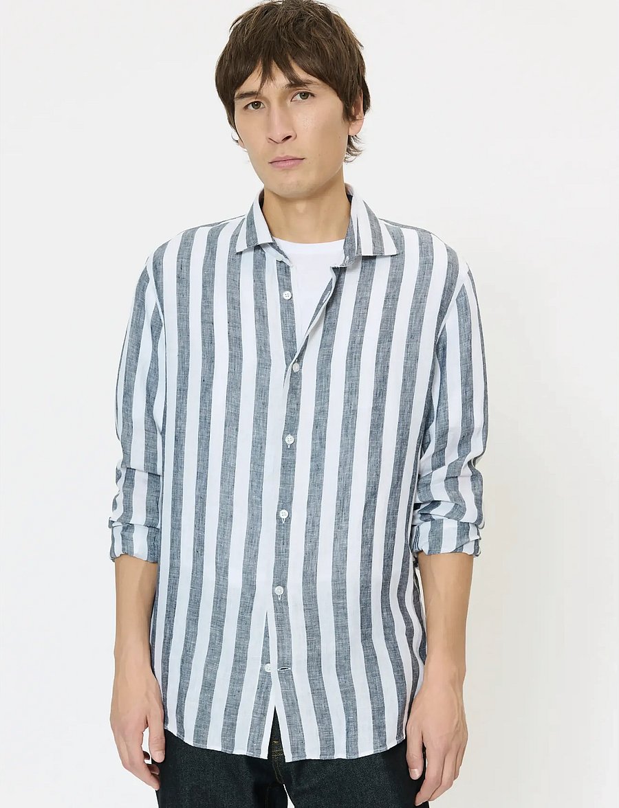 Matinique - MAmarc short - striped shirts - dark navy - 0