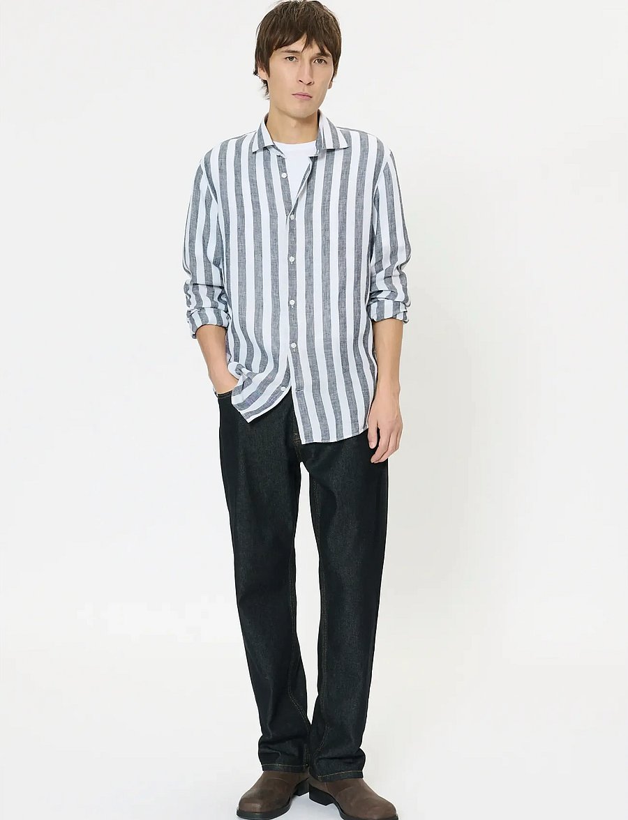 Matinique - MAmarc short - striped shirts - dark navy - 2
