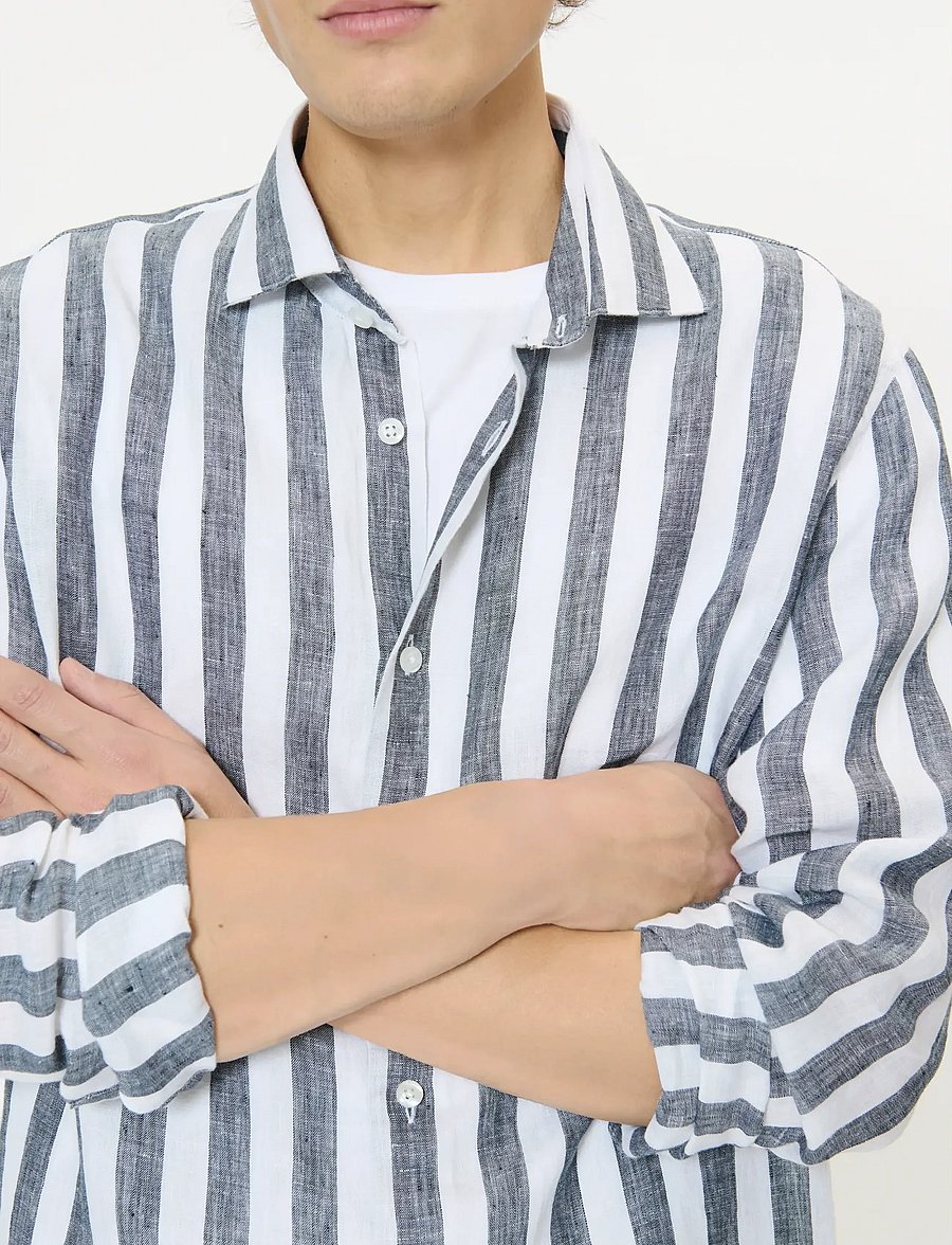 Matinique - MAmarc short - striped shirts - dark navy - 4