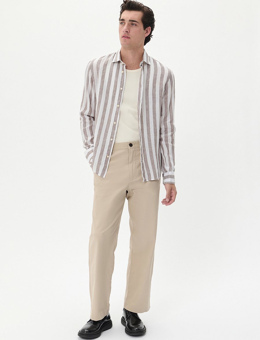Matinique - MAmarc short - striped shirts - walnut - 0