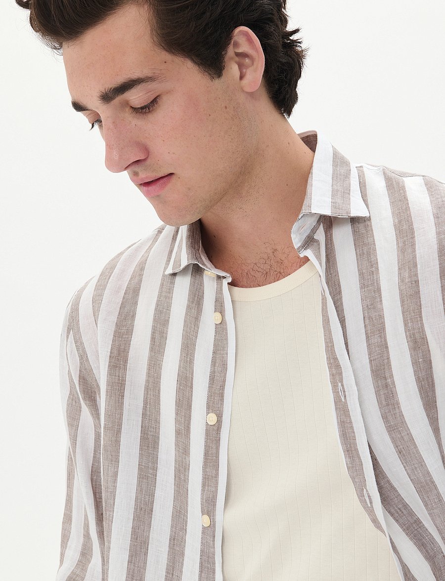 Matinique - MAmarc short - striped shirts - walnut - 4