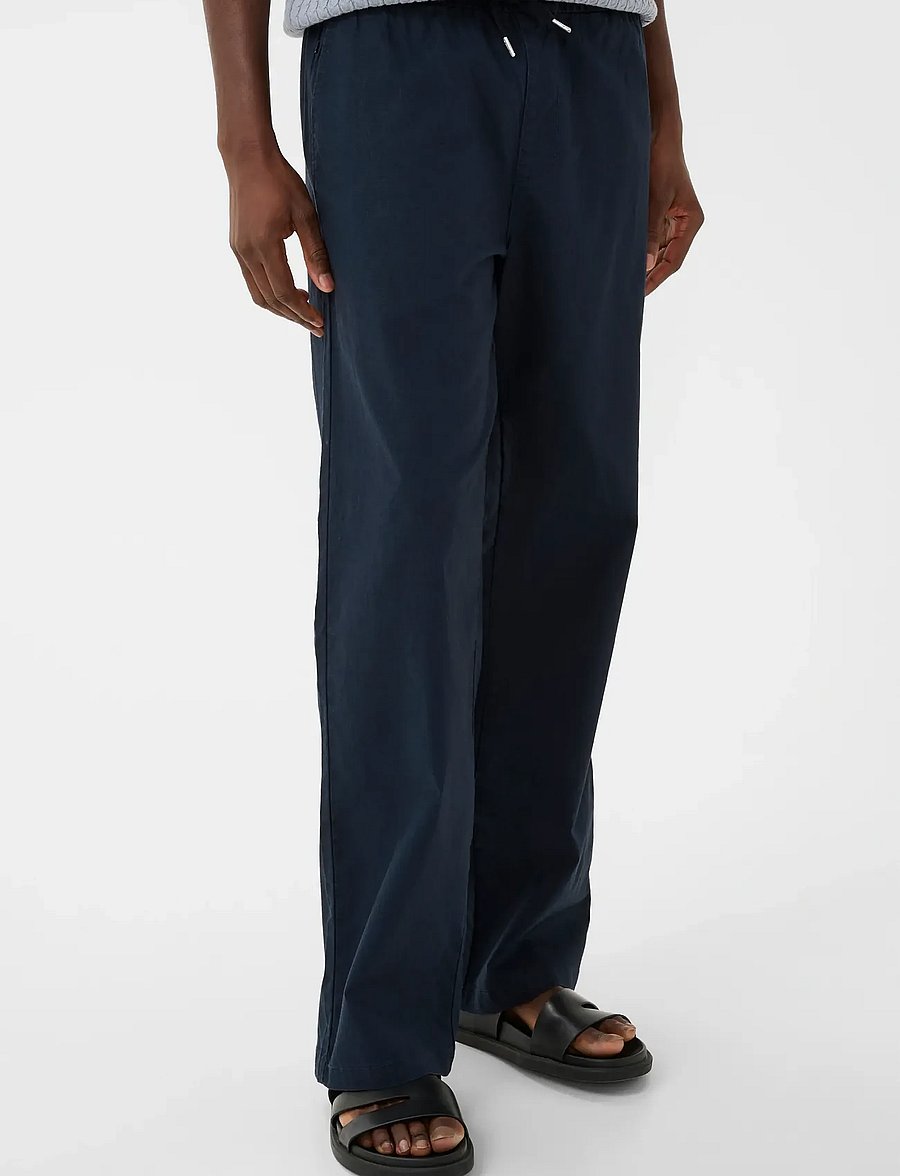 Matinique - MABarton Wide pants - leinenhosen - dark navy - 1