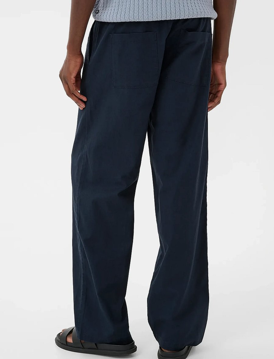 Matinique - MABarton Wide pants - leinenhosen - dark navy - 3