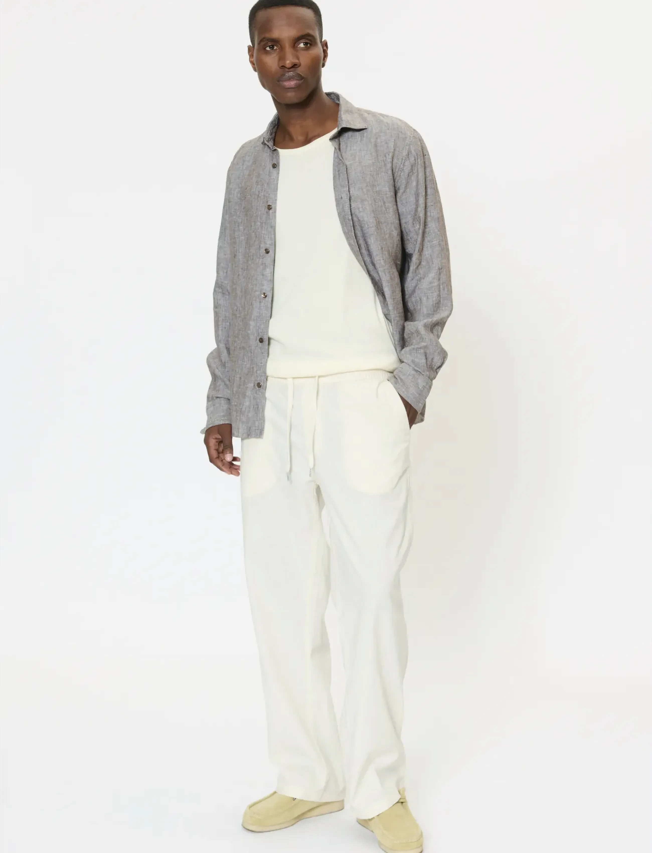 Matinique - MABarton Wide pants - hørbukser - eggnog - 2