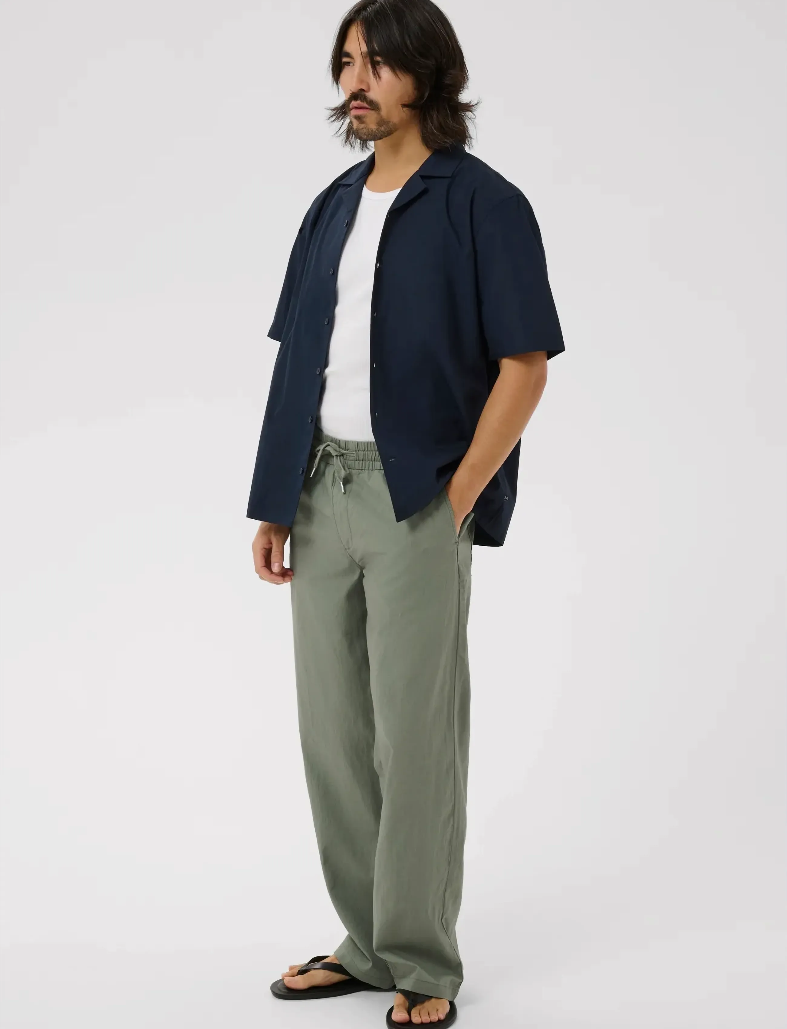 Matinique - MABarton Wide pants - linen trousers - sea spray - 2