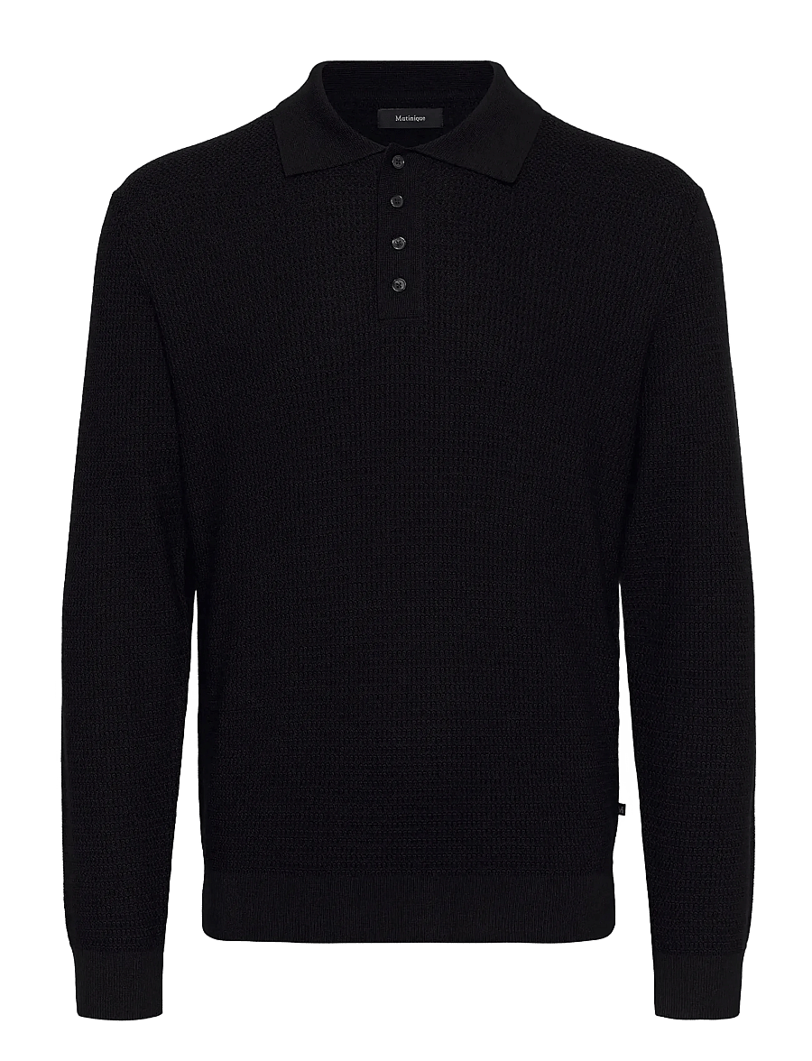 Matinique - MAkerone - langärmelige strick-polohemden - black - 1