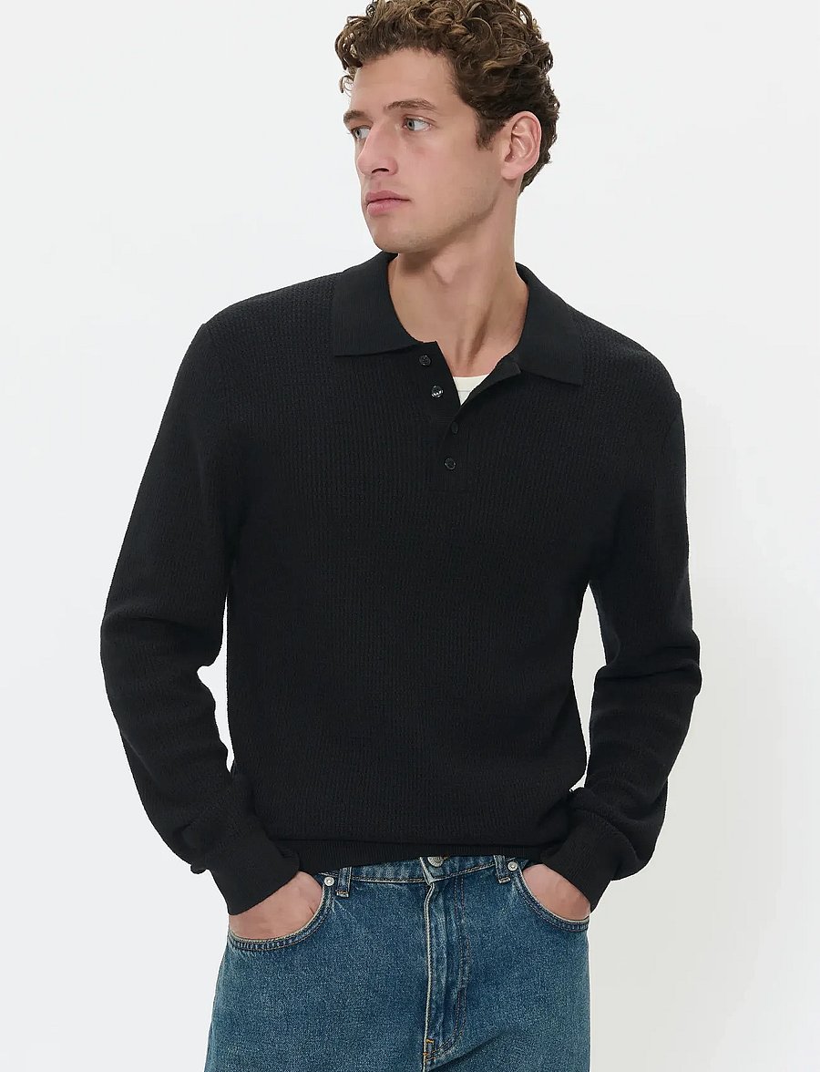 Matinique - MAkerone - langärmelige strick-polohemden - black - 0