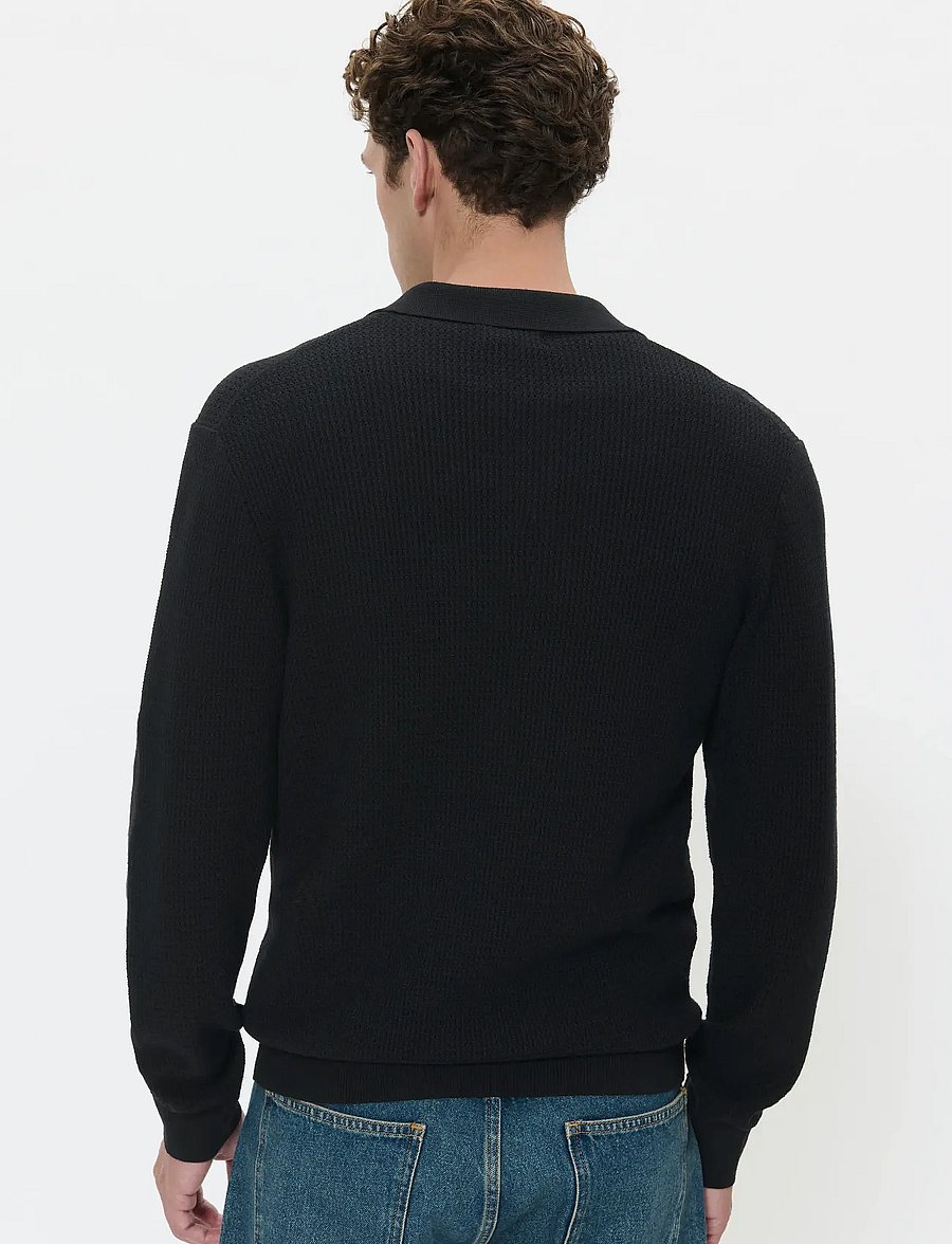 Matinique - MAkerone - langärmelige strick-polohemden - black - 3