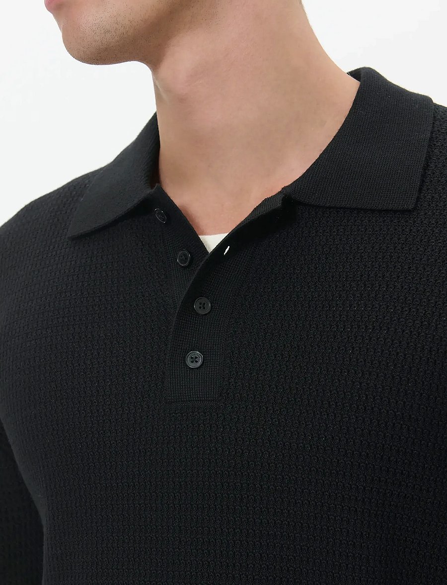 Matinique - MAkerone - langärmelige strick-polohemden - black - 4