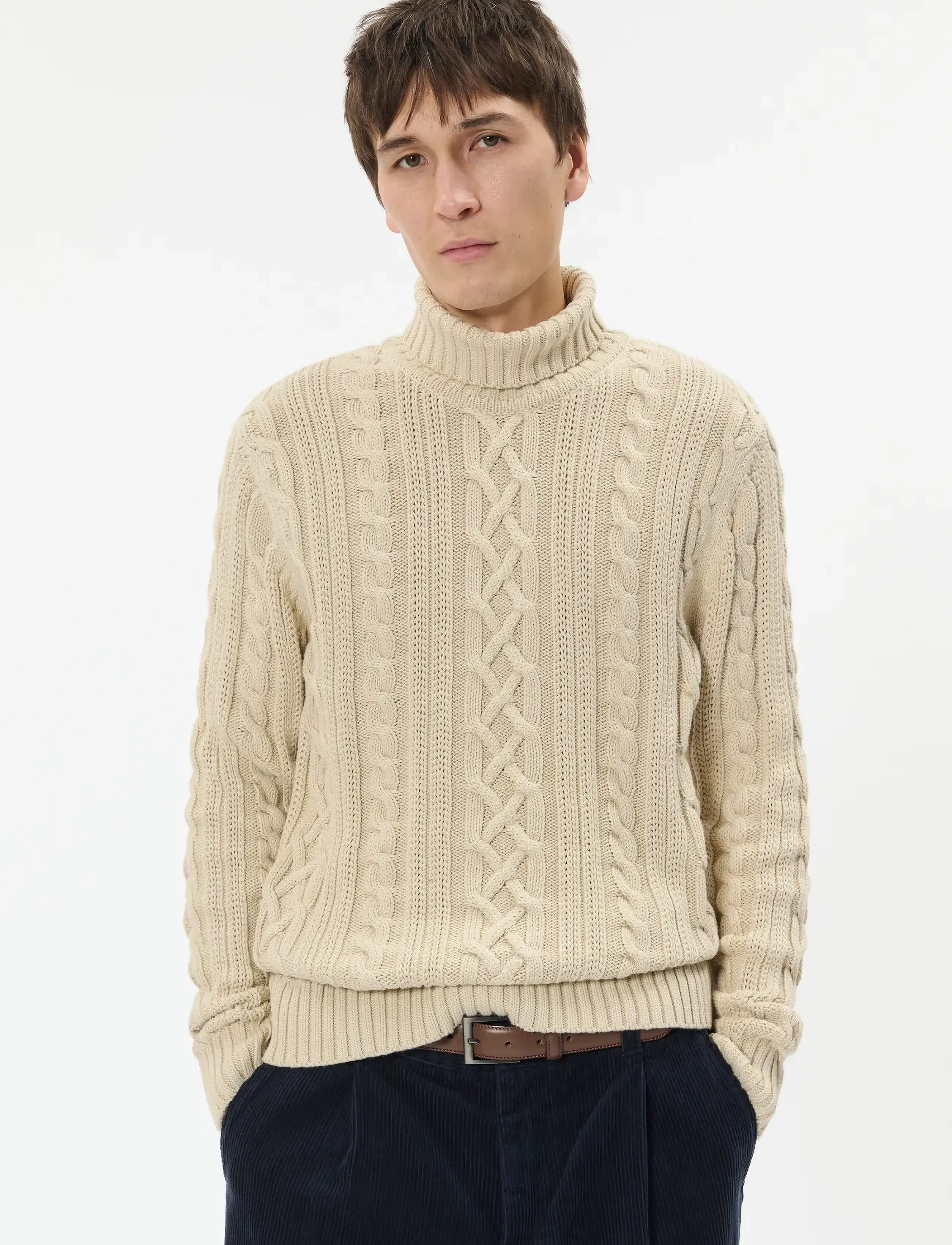 Matinique Maroll Cable, L, Cream, Strik > Rullekraves, Herre