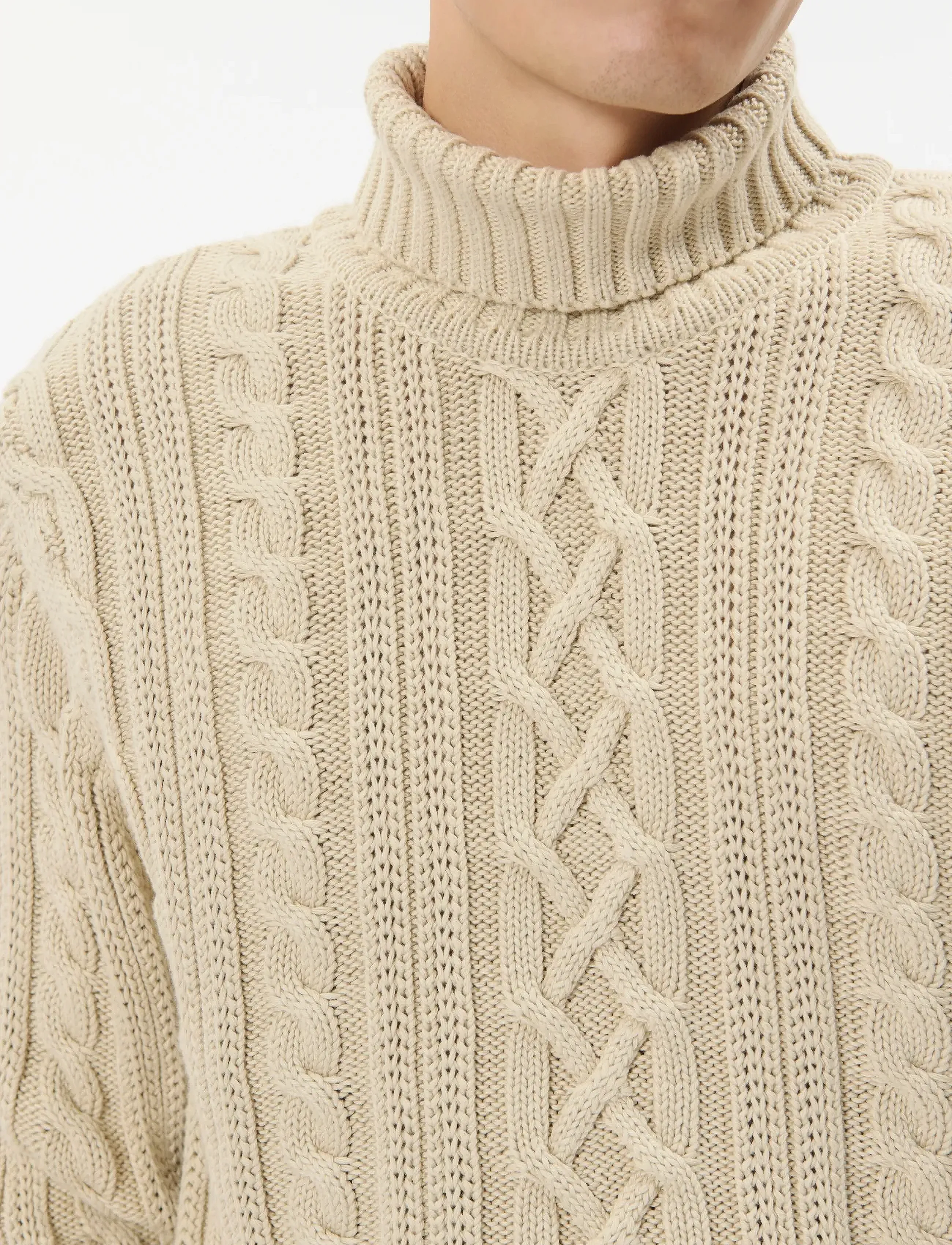 Matinique MAroll Cable - Rollkragen - FOG / cream