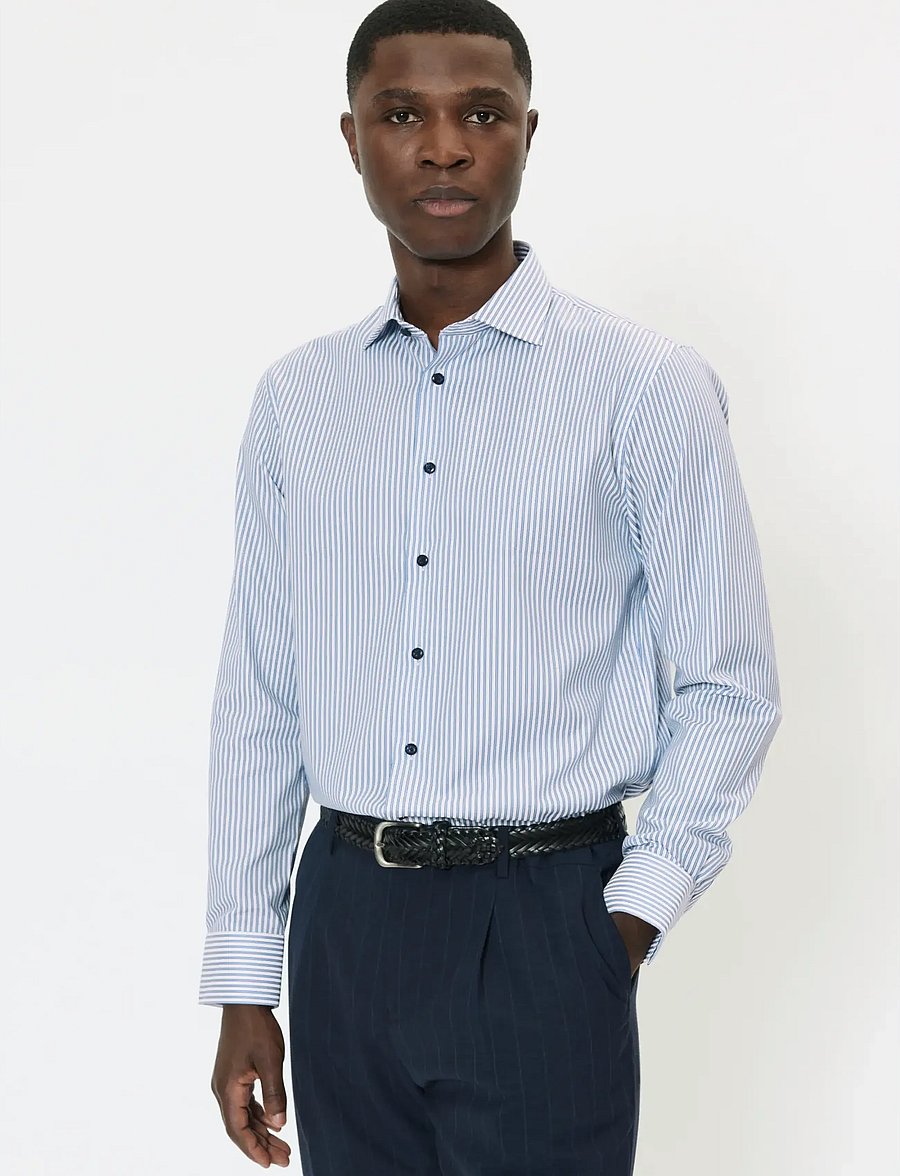 Matinique - MAmarc N - randiga skjortor - chambray blue - 0