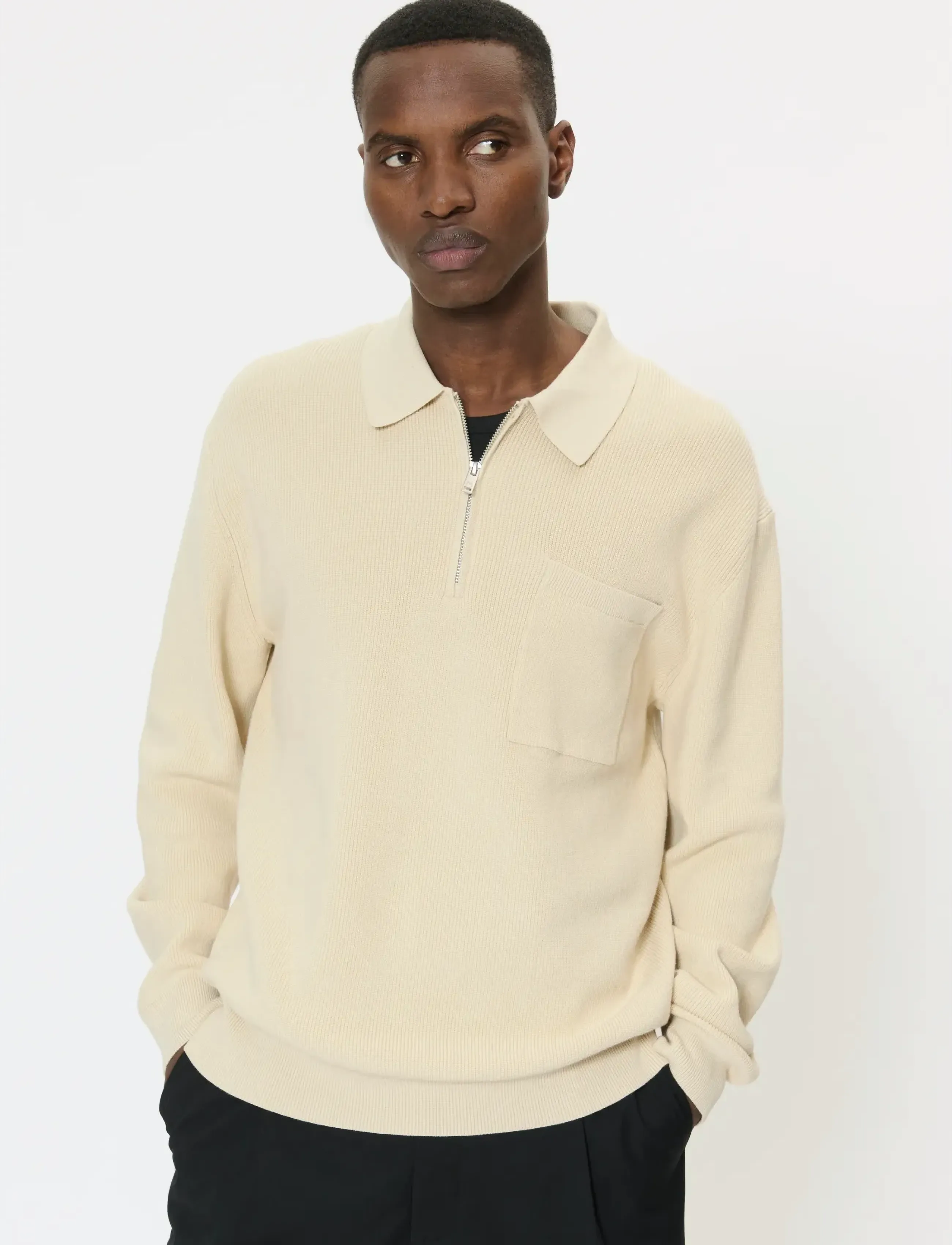 Matinique MAtopio - Pullover mit halbem Reißverschluss - FOG / cream