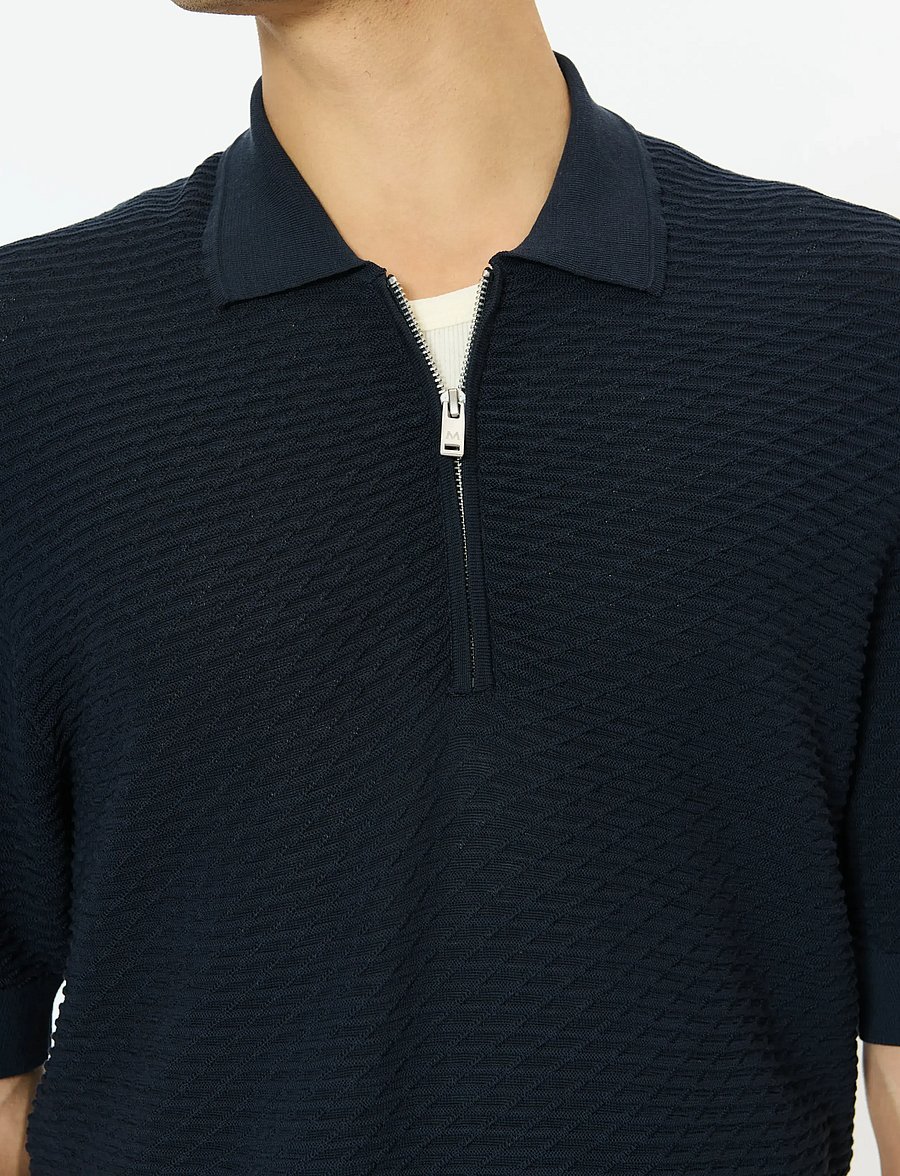 Matinique - MApolo Knit - dzianinowe bluzki polo - dark navy - 4