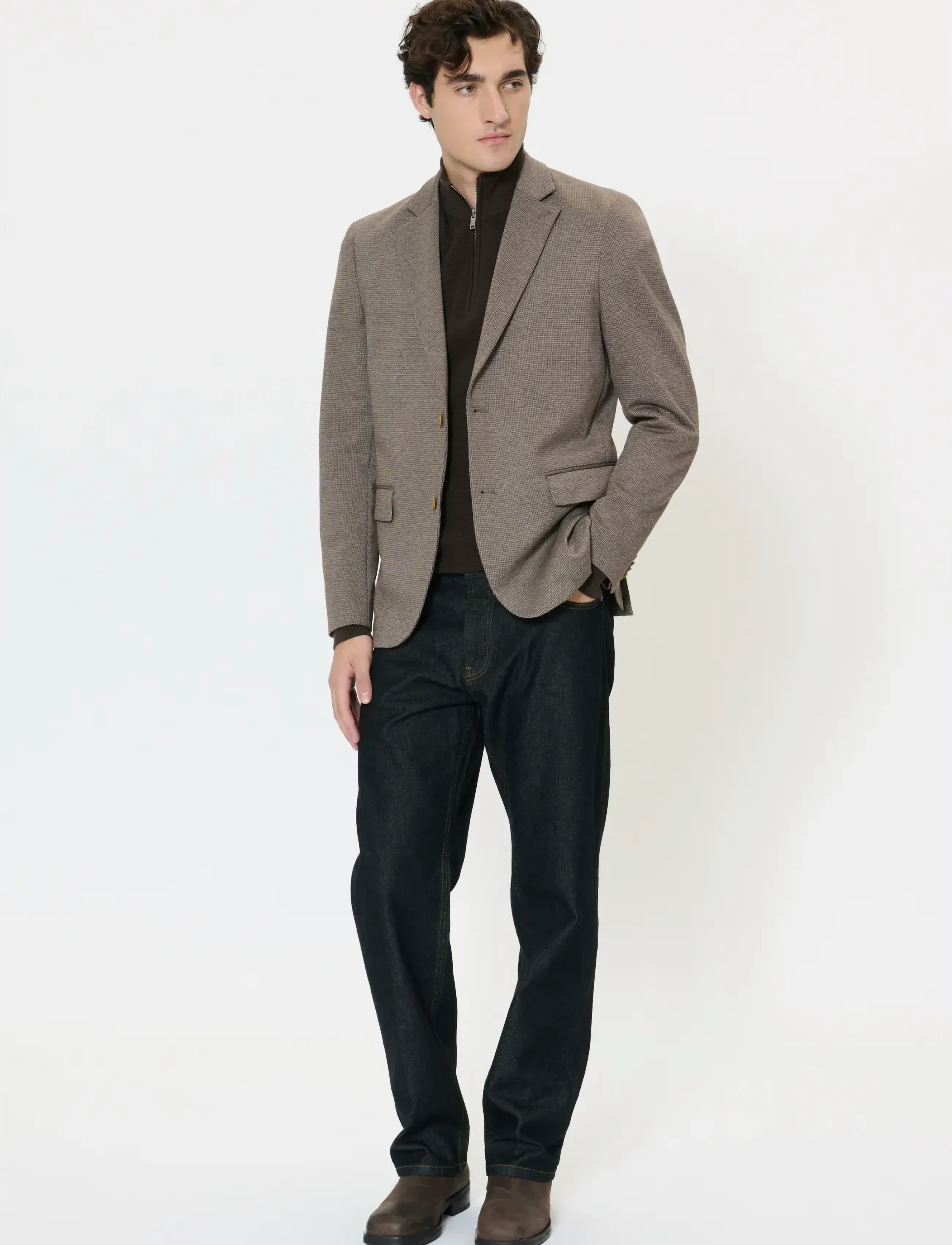 Matinique - MAcharles Jersey - blazers met enkele rij knopen - caribou - 2