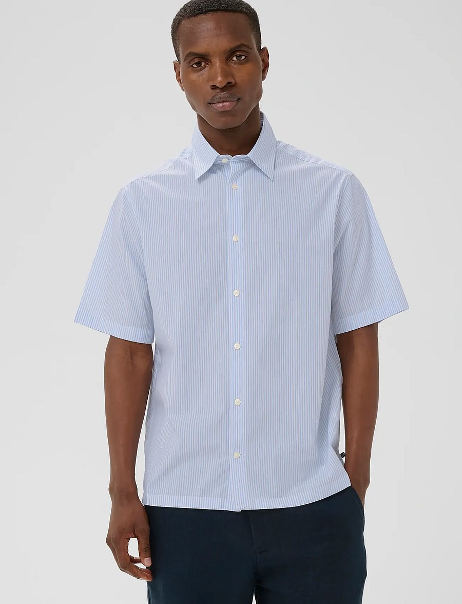 Matinique - MAklampo SS - gestreifte hemden - chambray blue - 0