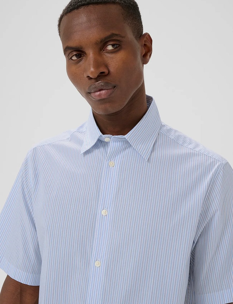 Matinique - MAklampo SS - gestreifte hemden - chambray blue - 5