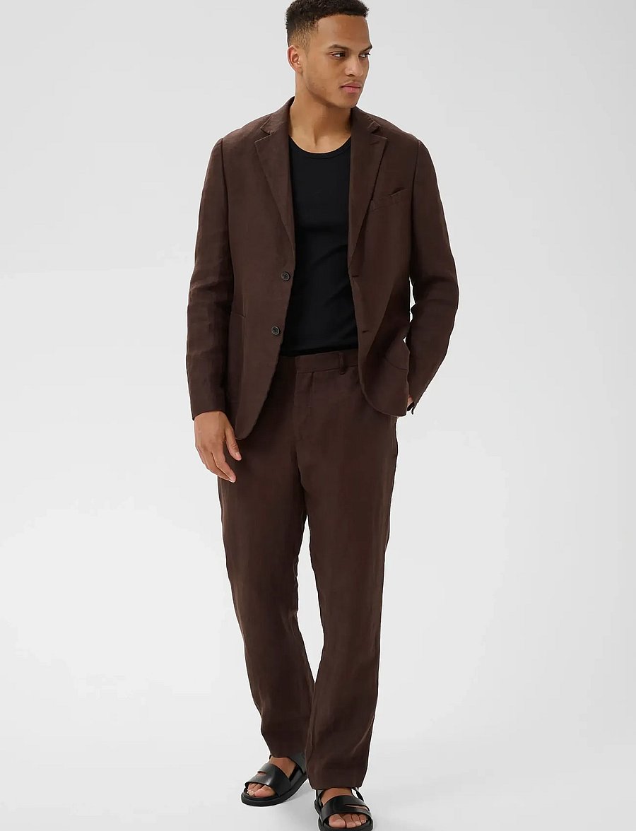 Matinique - MAwesley Pant - linen trousers - chocolate brown - 2