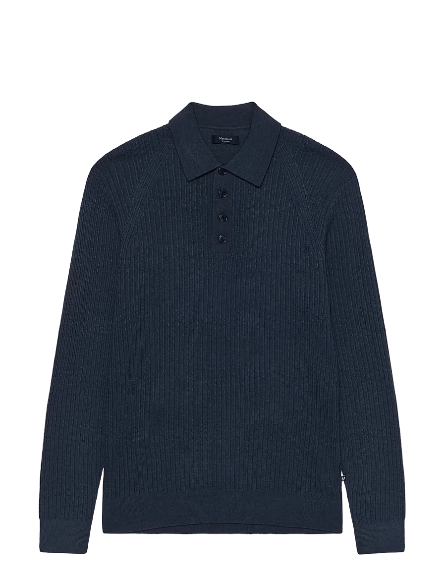 Matinique - MAkerone N - langärmelige strick-polohemden - blue nights melange - 1
