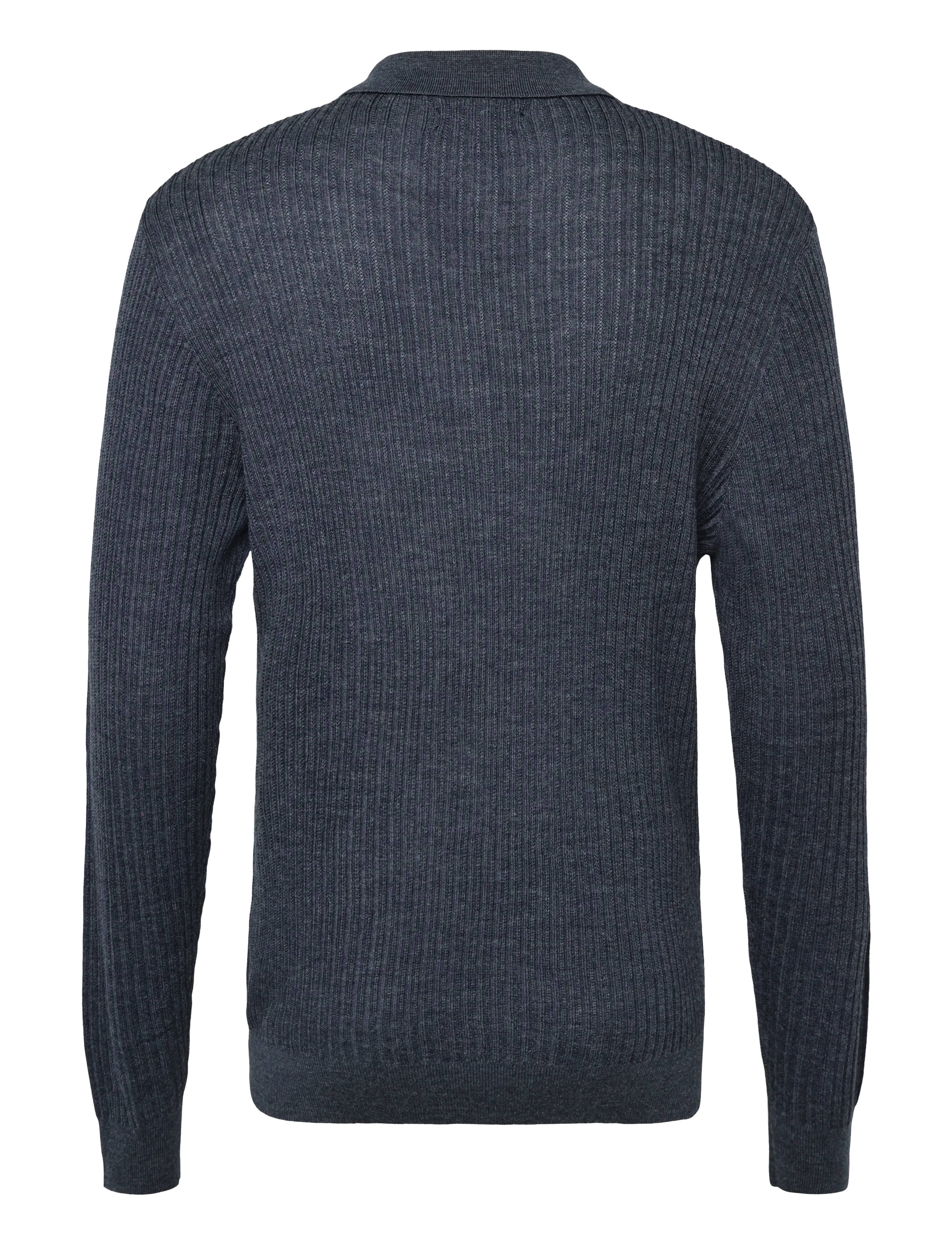 Matinique - MAkerone N - poloer i strik med lange ærmer - blue nights melange - 2