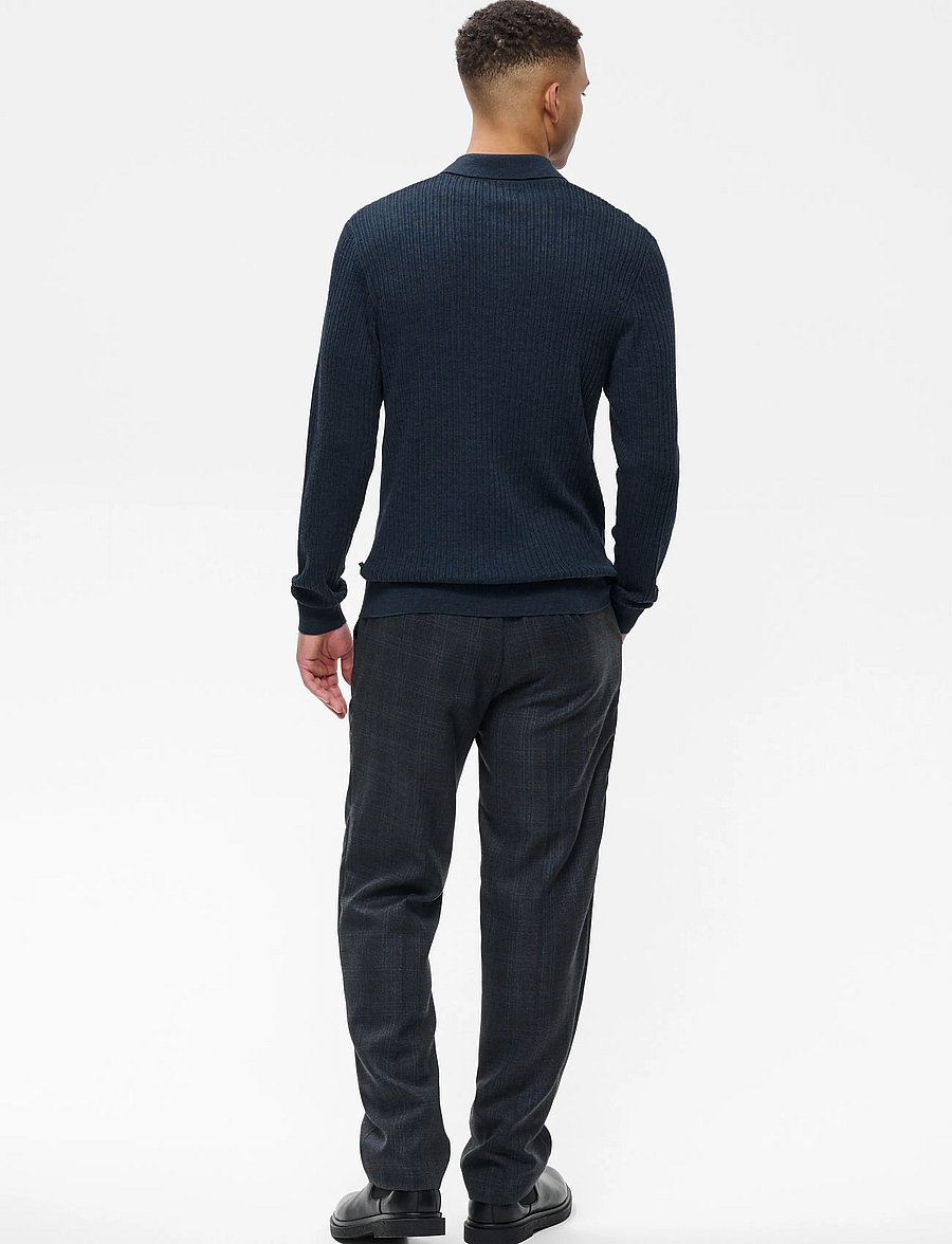 Matinique - MAkerone N - poloer i strik med lange ærmer - blue nights melange - 3