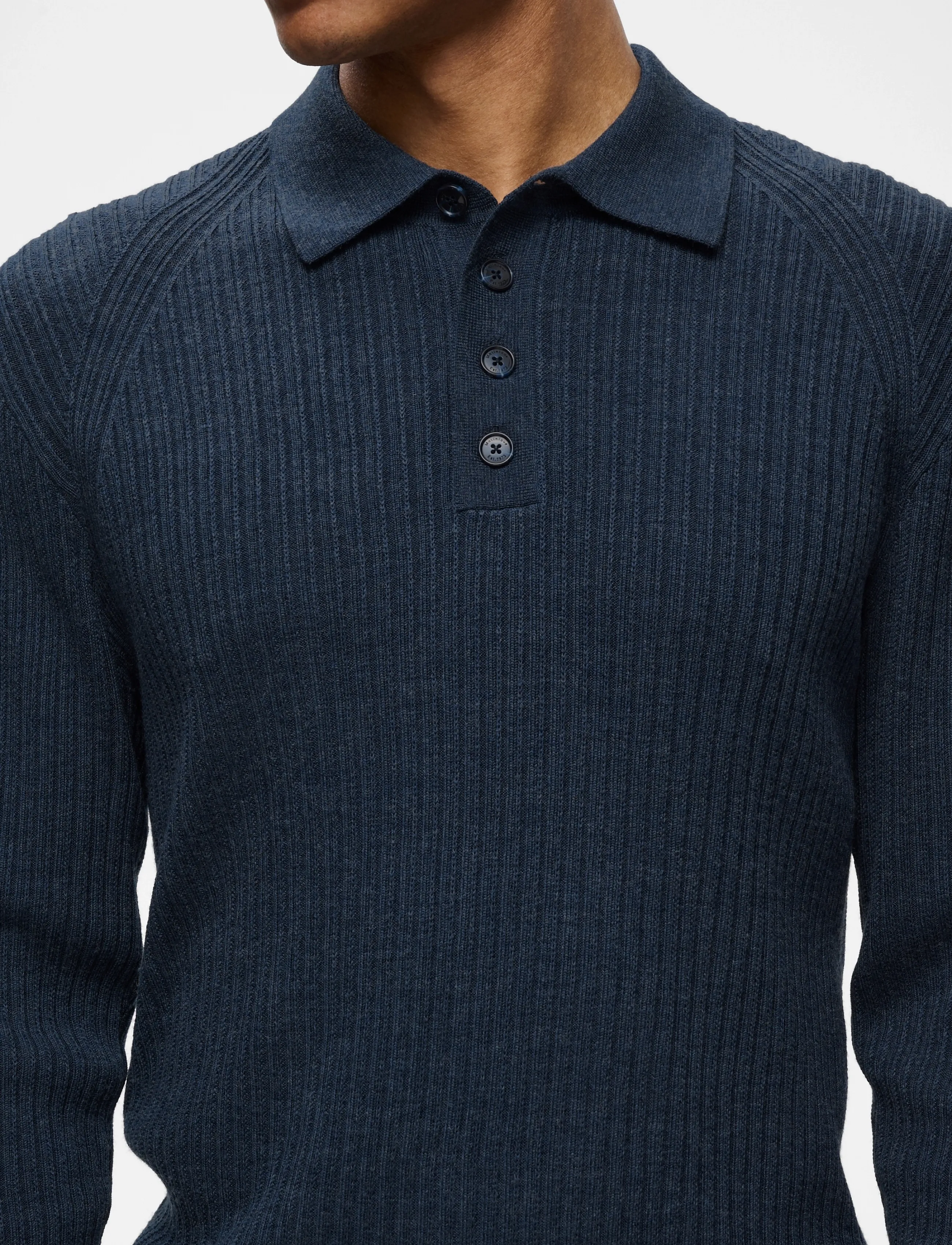 Matinique - MAkerone N - poloer i strik med lange ærmer - blue nights melange - 4