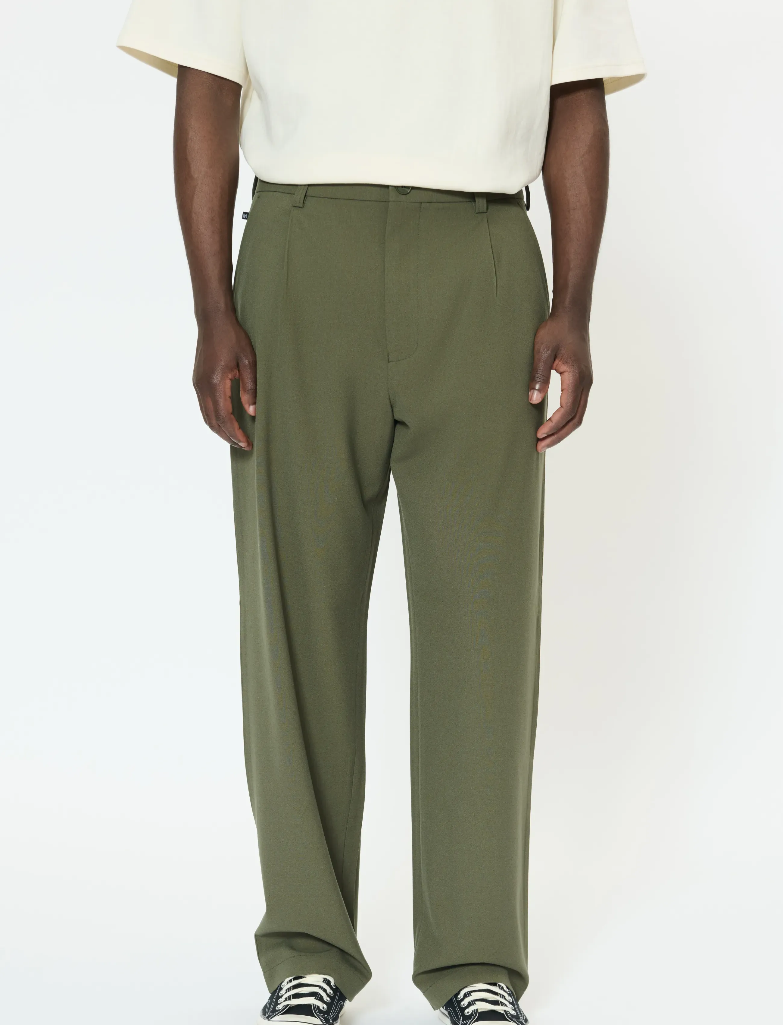 Matinique MAChino Pleat Pants - Kostymbyxor - DUSTY OLIVE MELANGE / khaki/green