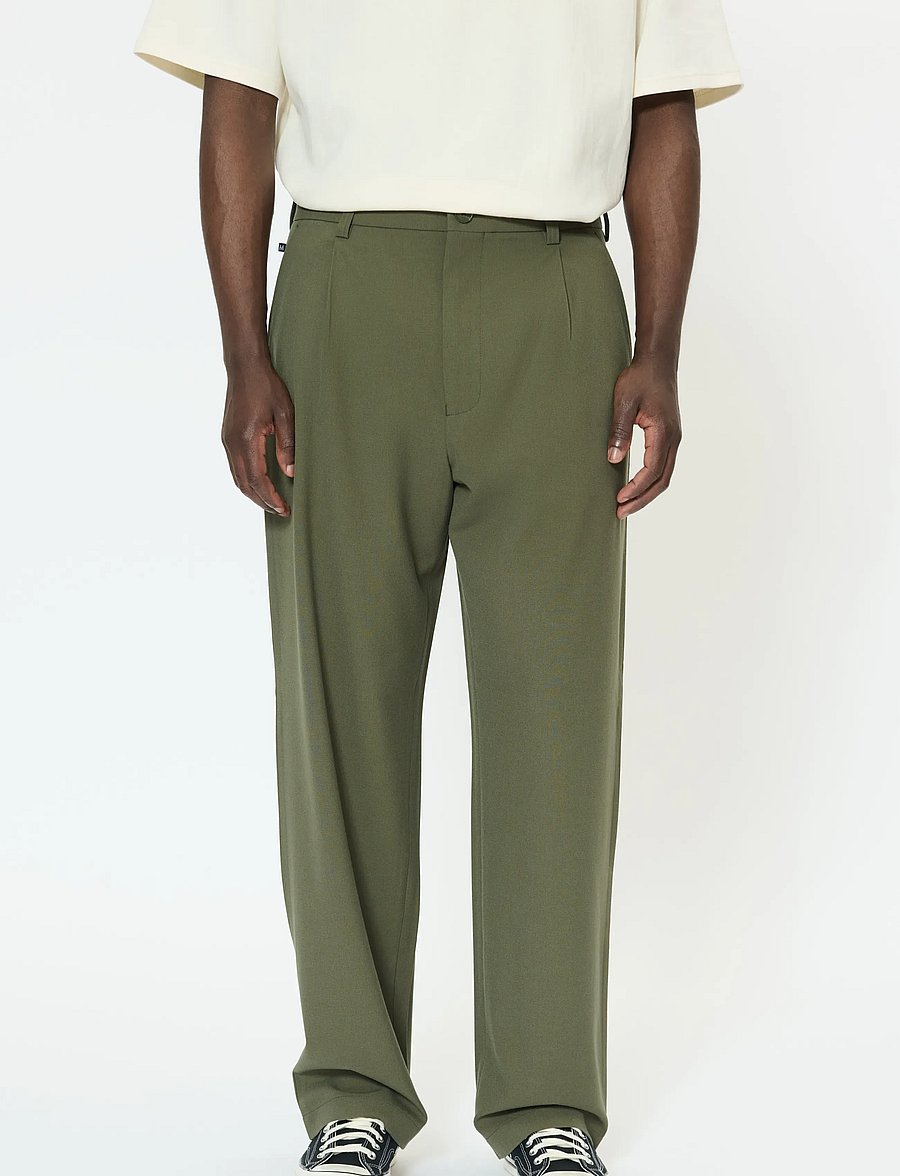 Matinique - MAChino Pleat Pants - anzugshosen - dusty olive melange - 0