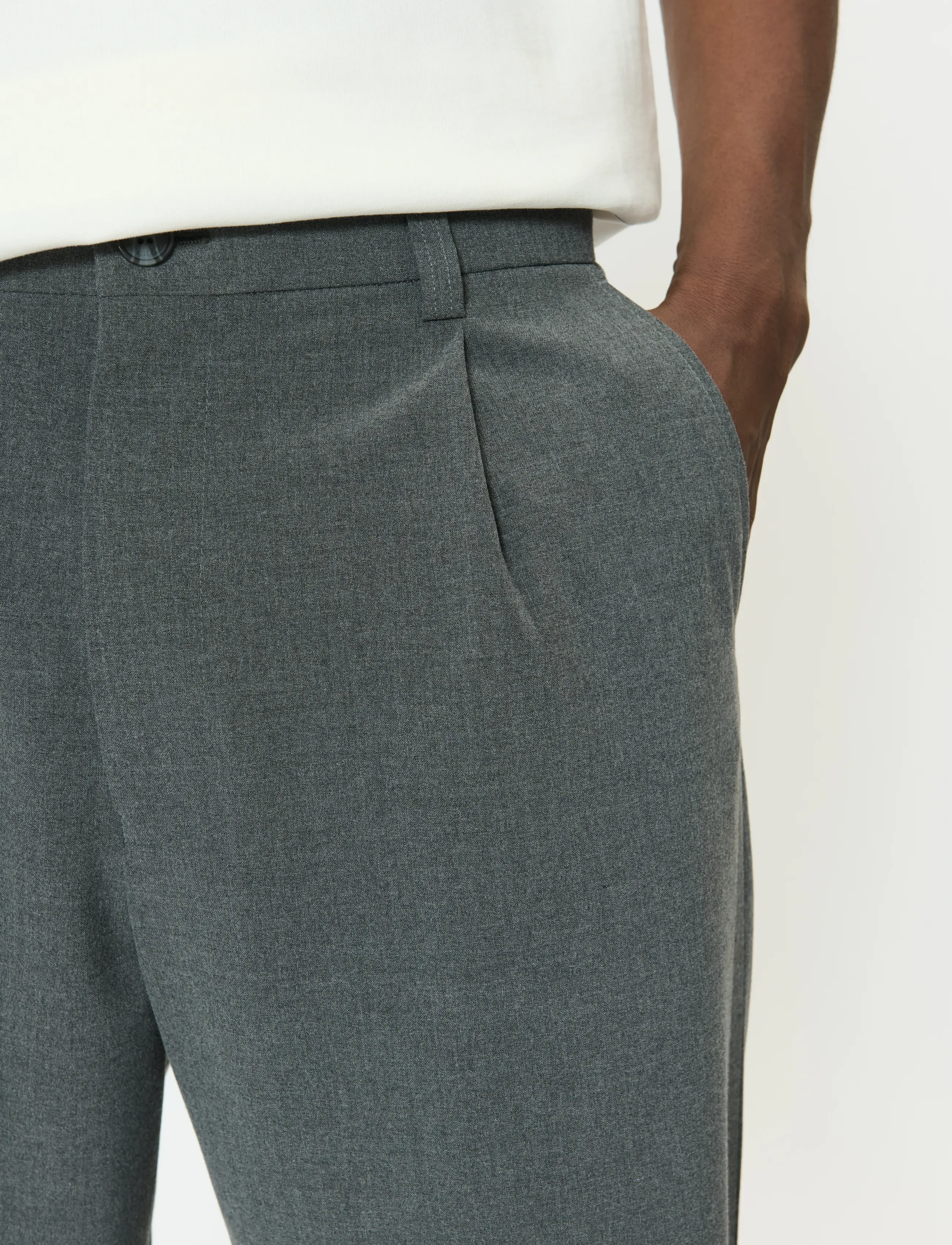 Matinique - MAChino Pleat Pants - habitbukser - medium grey melange - 5