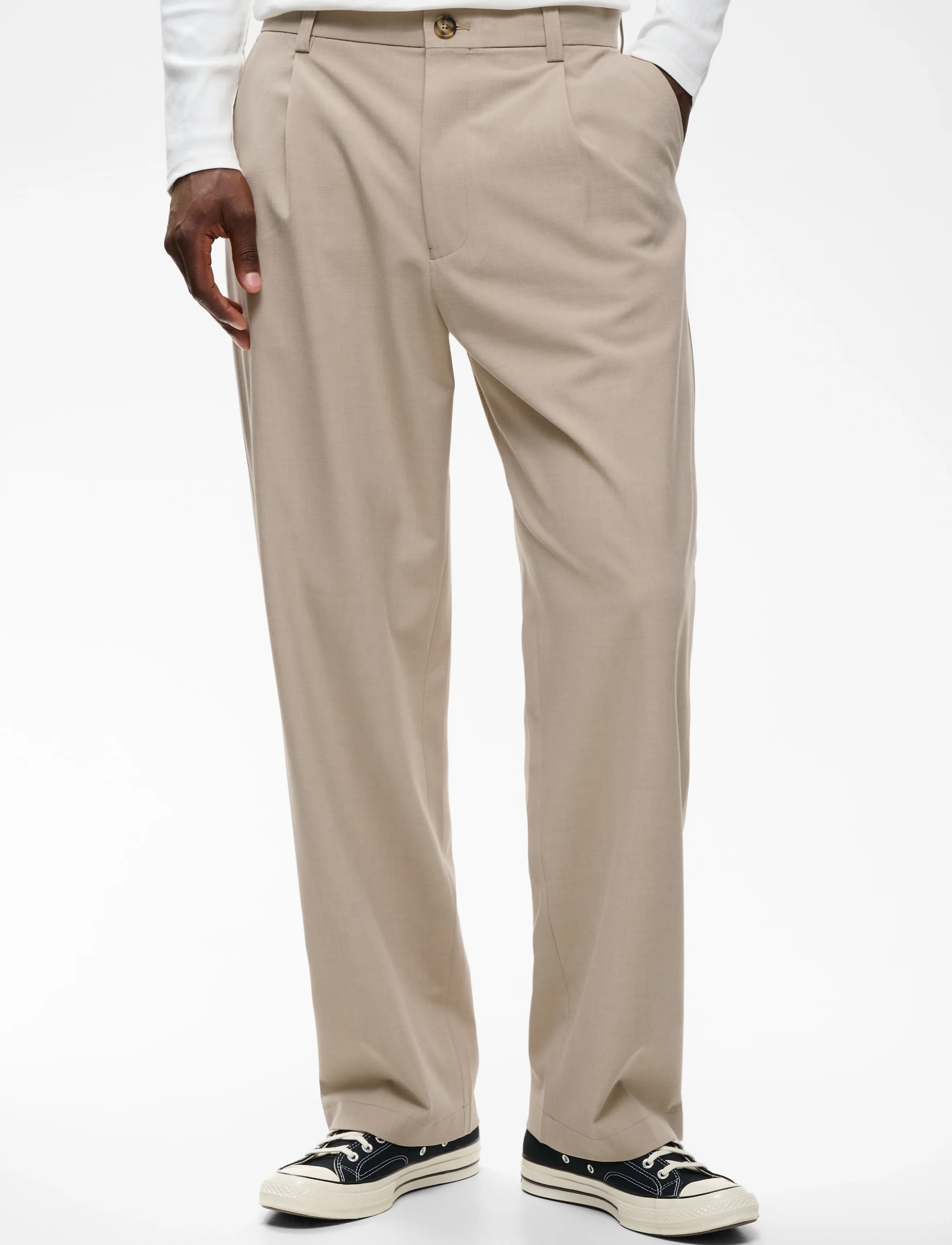 Matinique MAChino Pleat Pants - Anzugshosen - WINTER TWIG MELANGE / beige