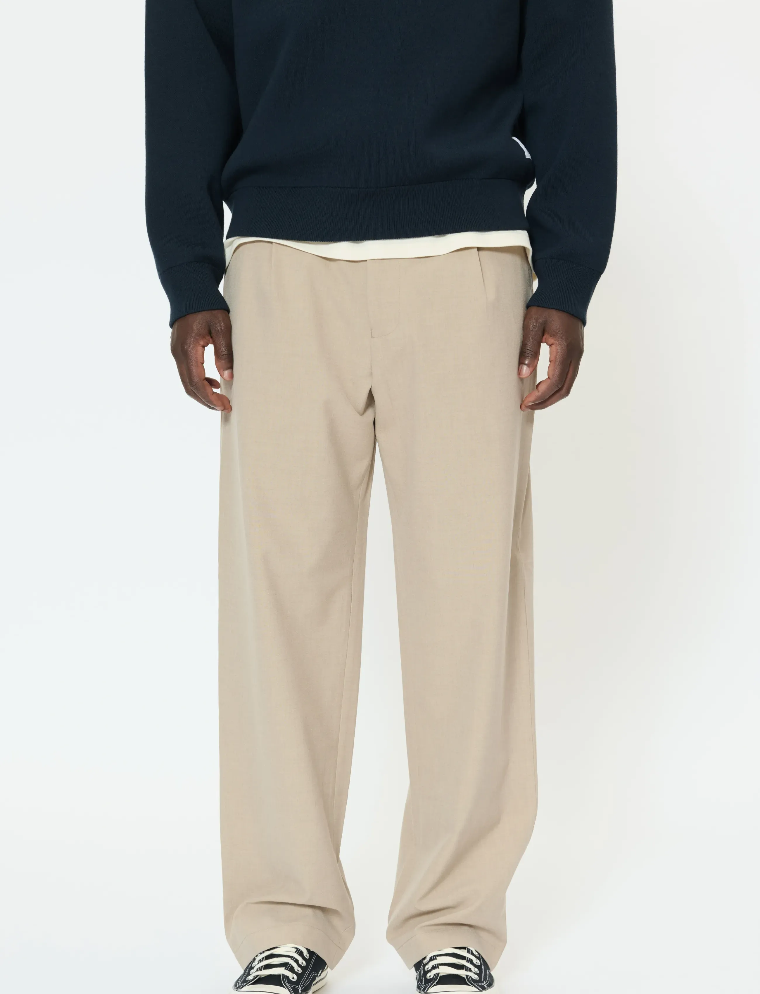 Matinique MAChino Pleat Pants - Habitbukser - WINTER TWIG MELANGE / beige
