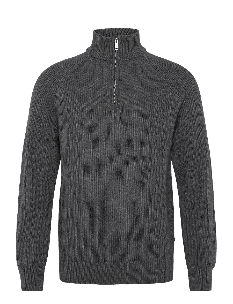 Matinique - MAhellson Z - pullover mit halbem reißverschluss - medium grey melange - 1