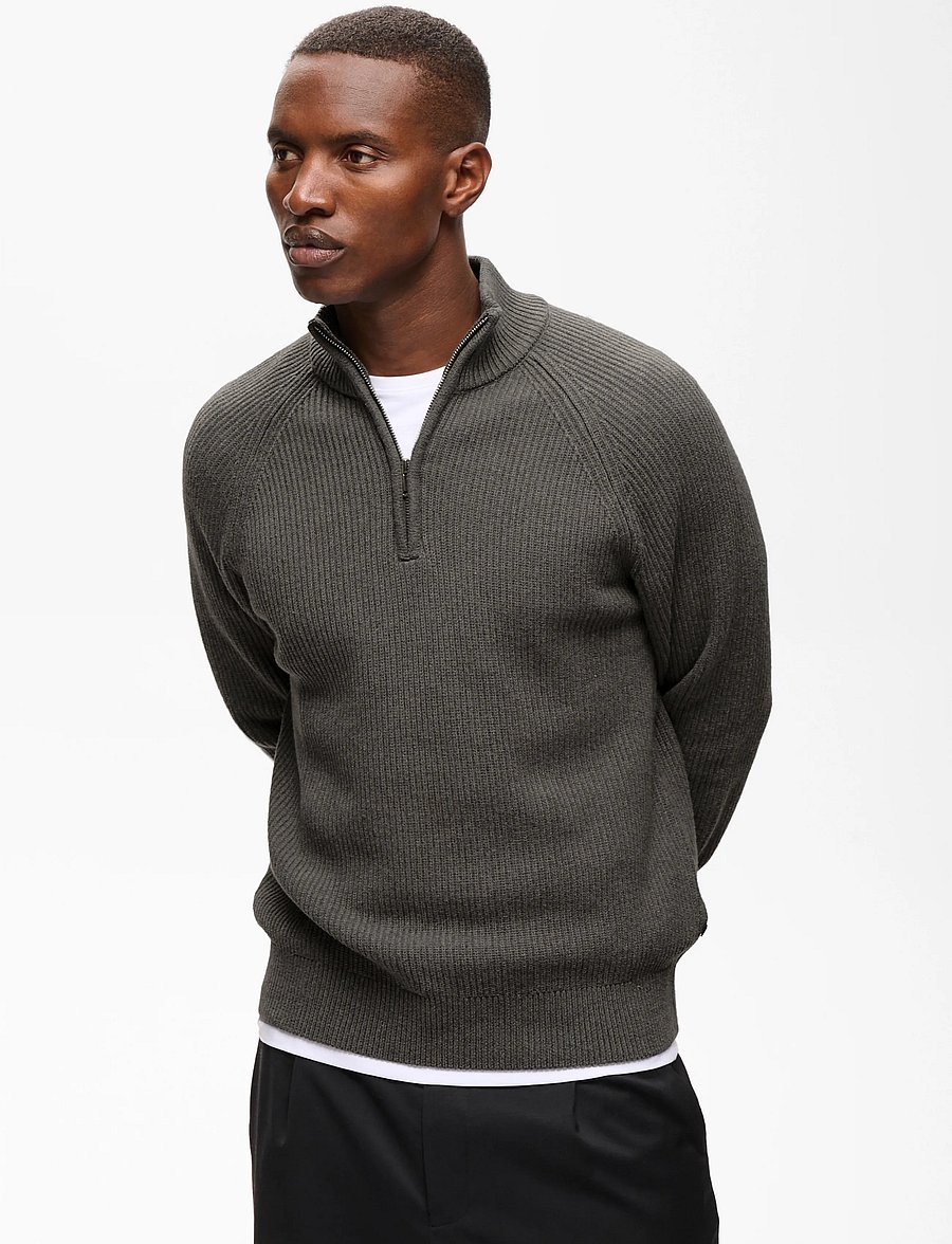 Matinique - MAhellson Z - pullover mit halbem reißverschluss - medium grey melange - 0