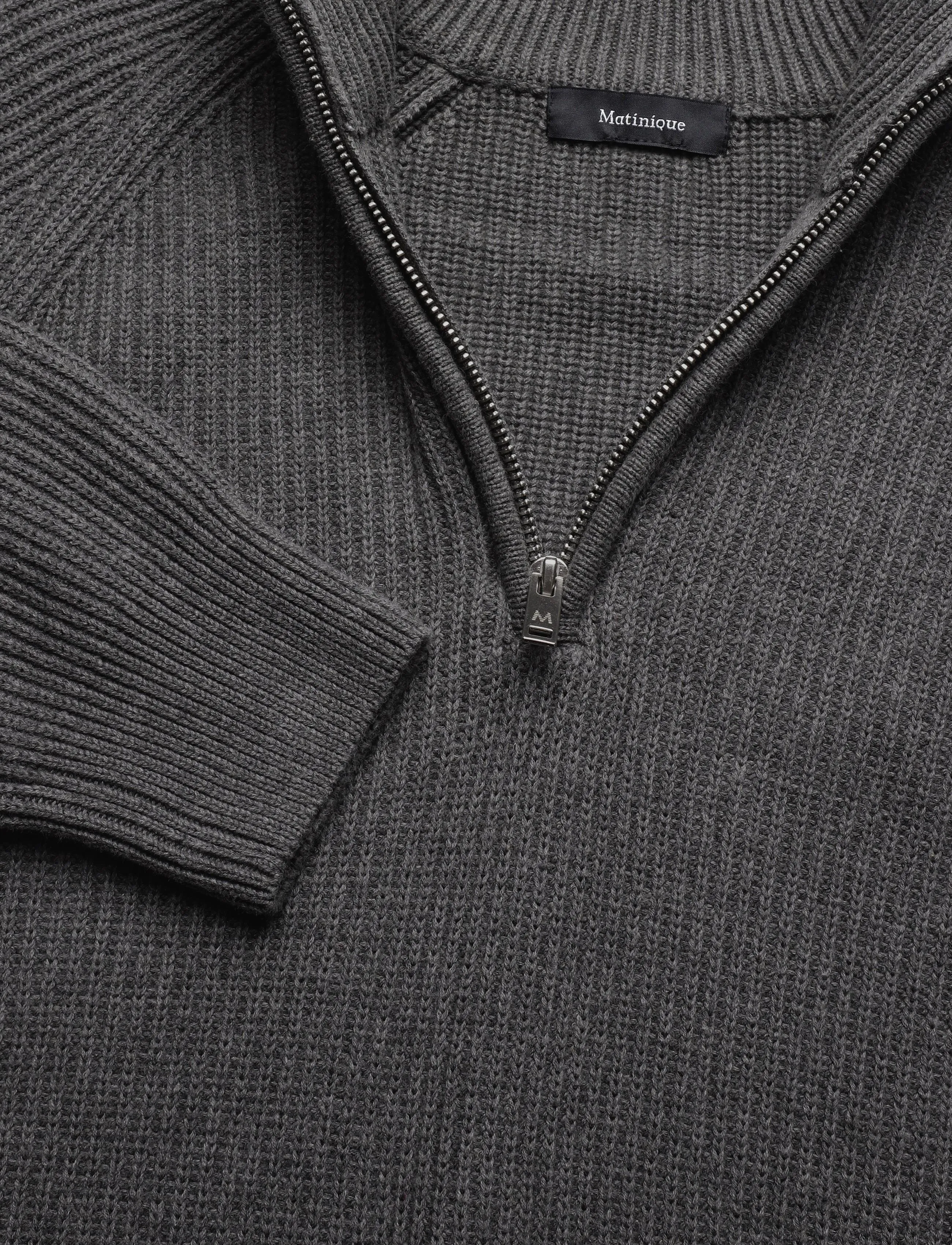 Matinique - MAhellson Z - pullover mit halbem reißverschluss - medium grey melange - 3