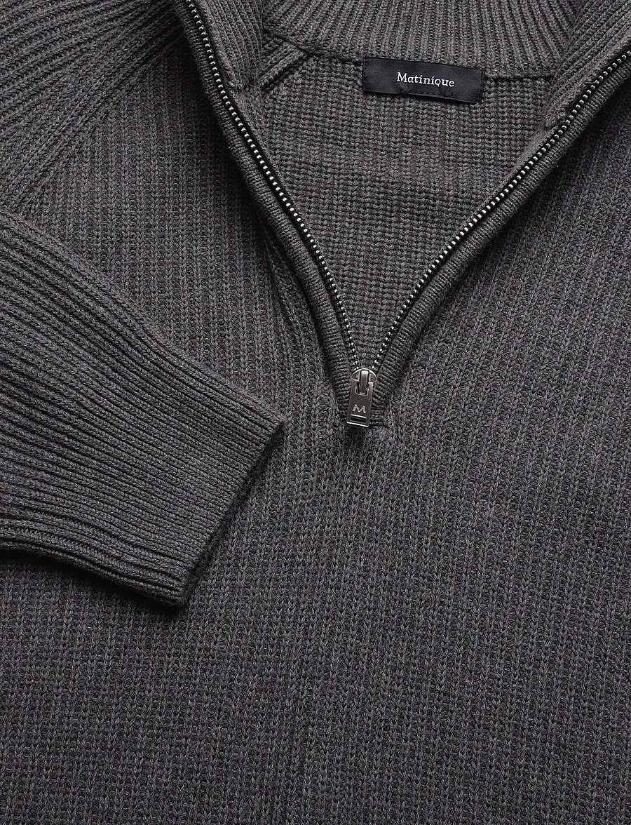 Matinique - MAhellson Z - pullover mit halbem reißverschluss - medium grey melange - 3
