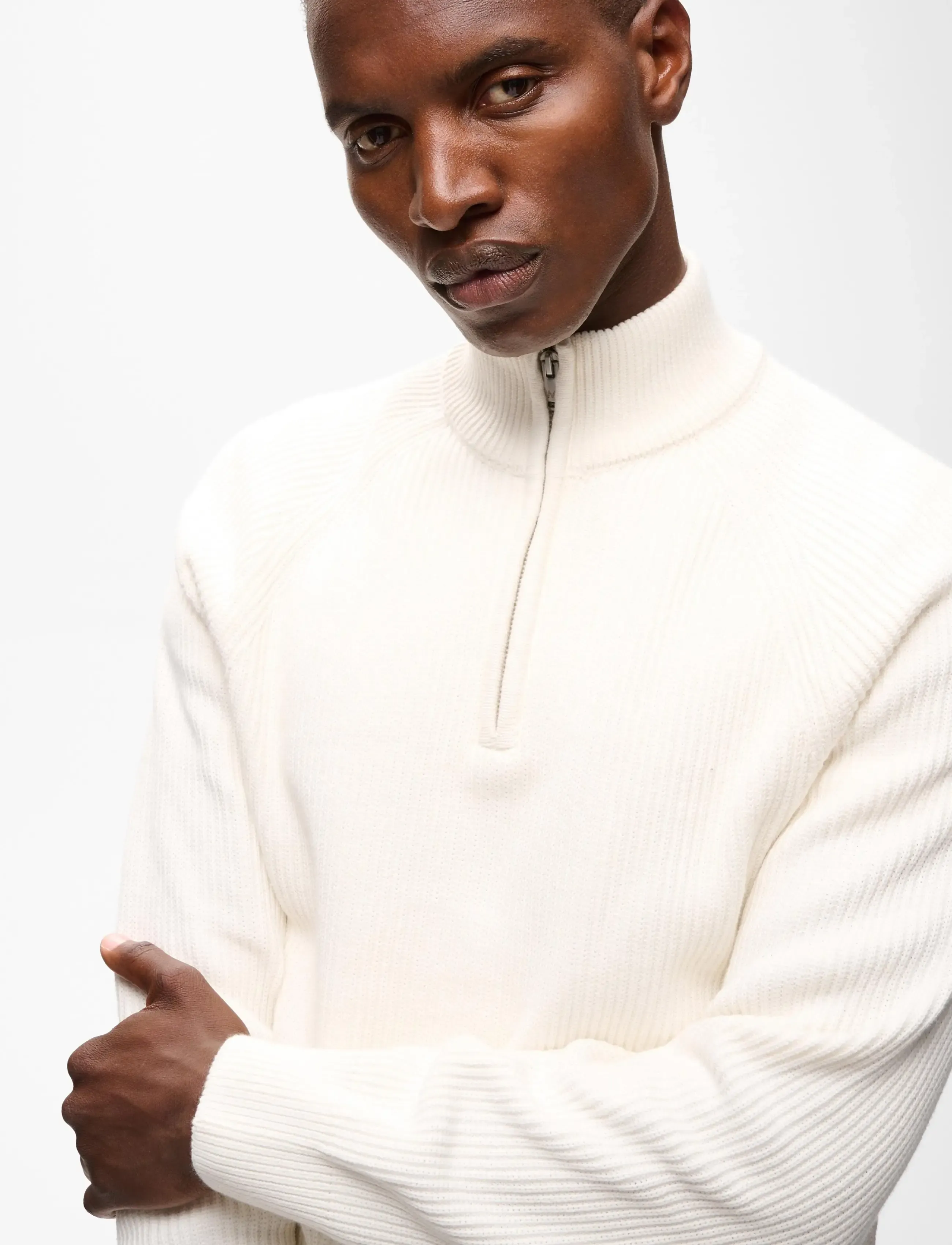 Matinique - MAhellson Z - halfzip strik - off white - 5