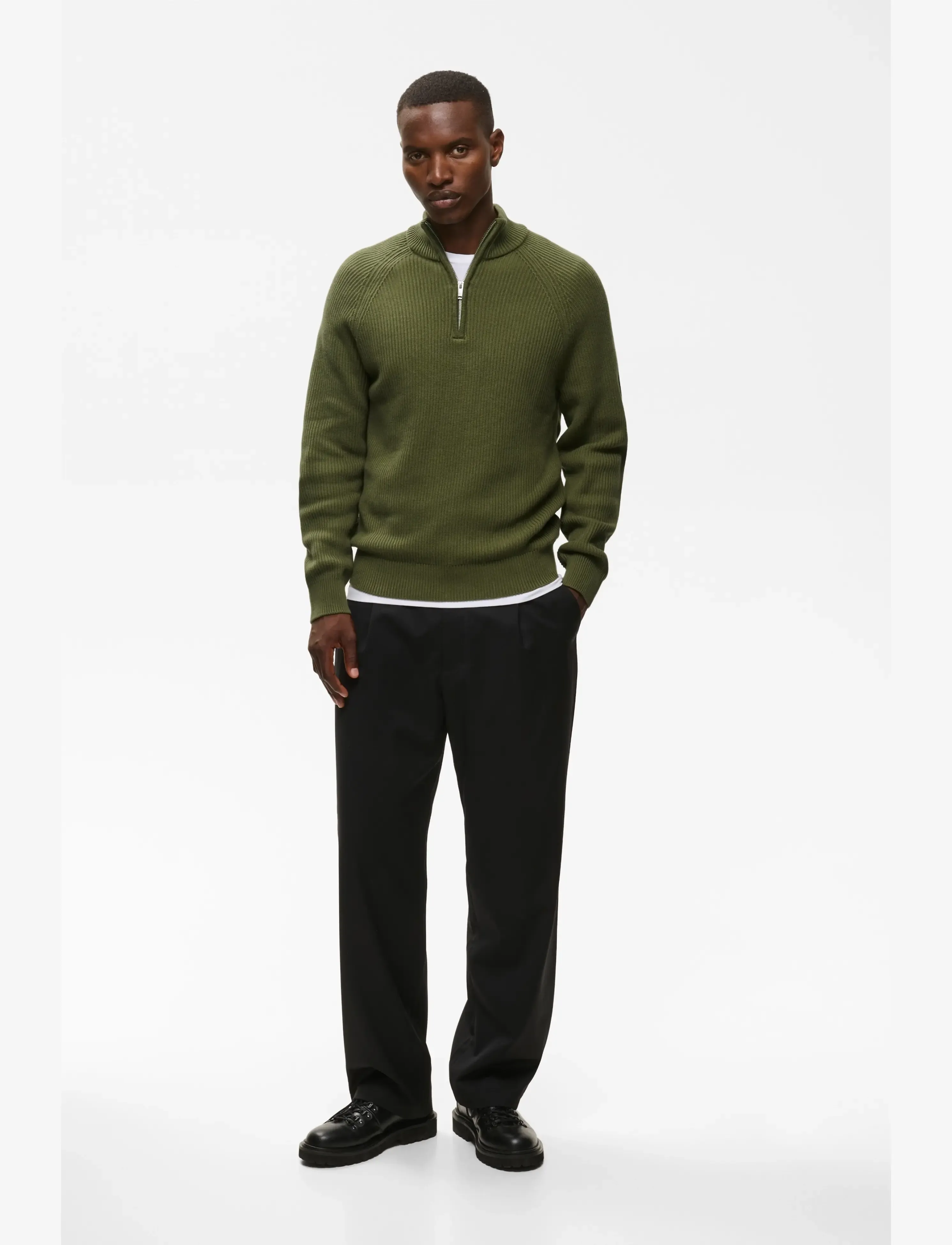Matinique - MAhellson Z - halfzip strik - olive night - 3