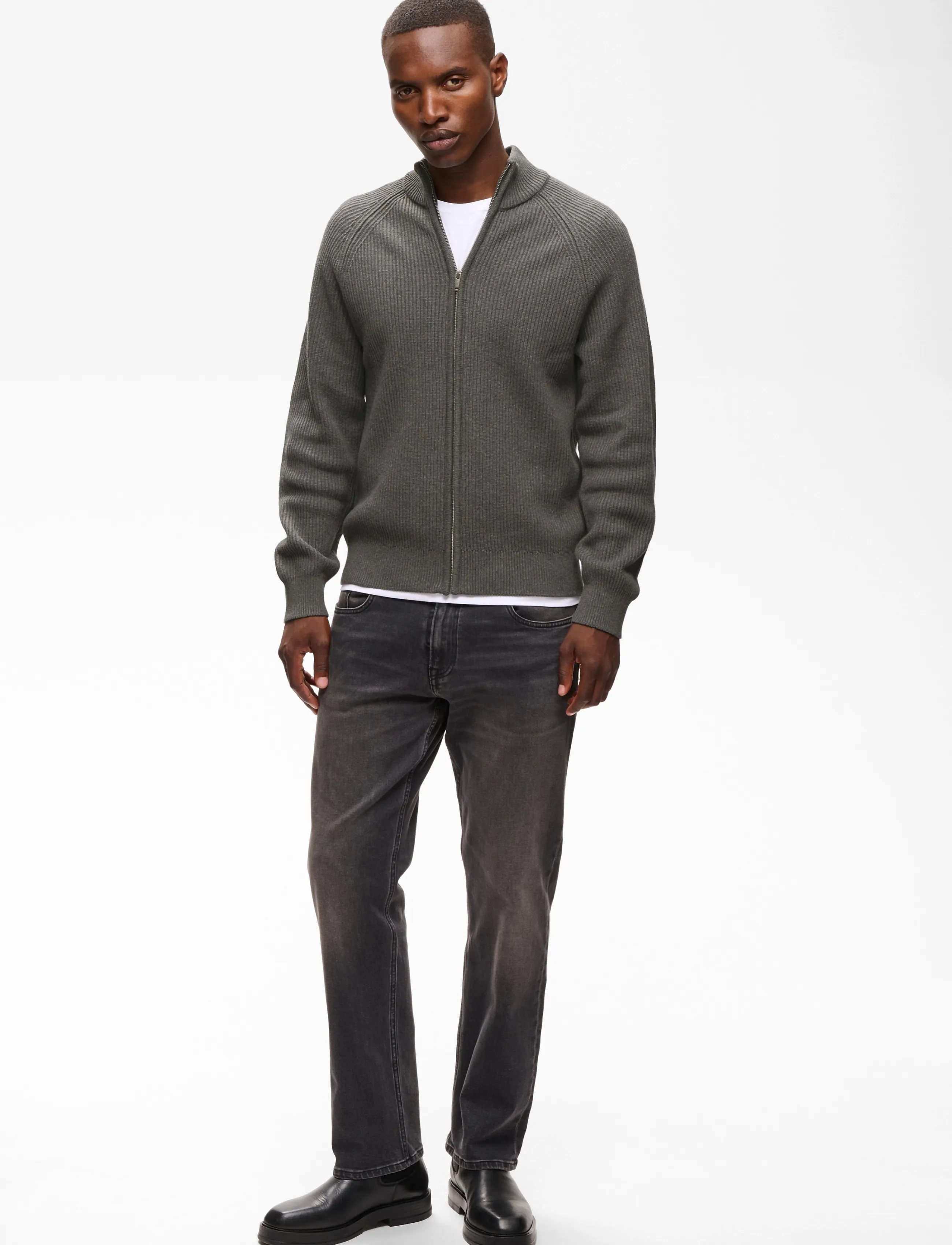 Matinique - MAhellson C - pullover mit durchgehendem reißverschluss - medium grey melange - 3