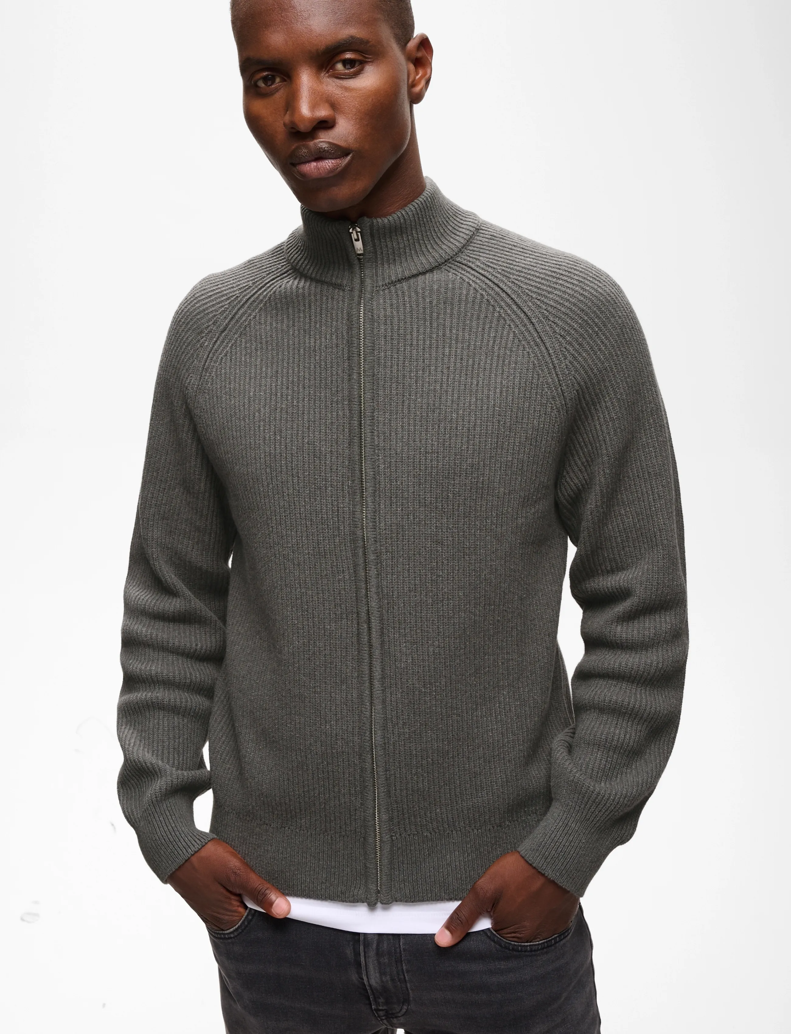 Matinique - MAhellson C - pullover mit durchgehendem reißverschluss - medium grey melange - 5